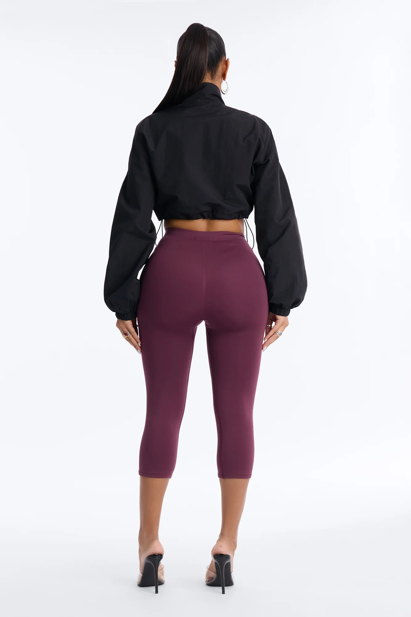 Seamless Smooth Double Lined Capri Pant - Plum - Image 3