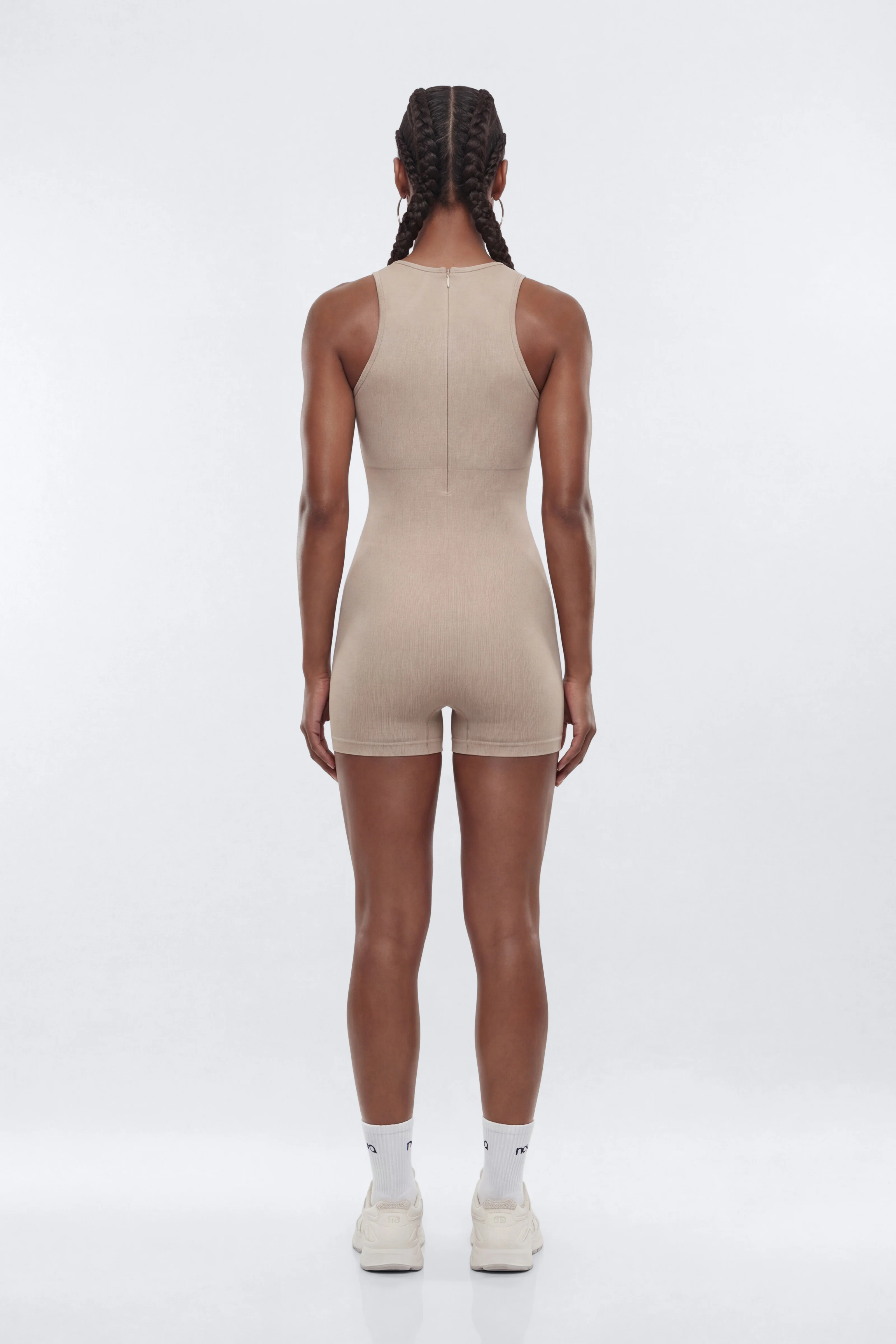 SeamlessLift™ 3″ High Neck Romper - Taupe - Image 3