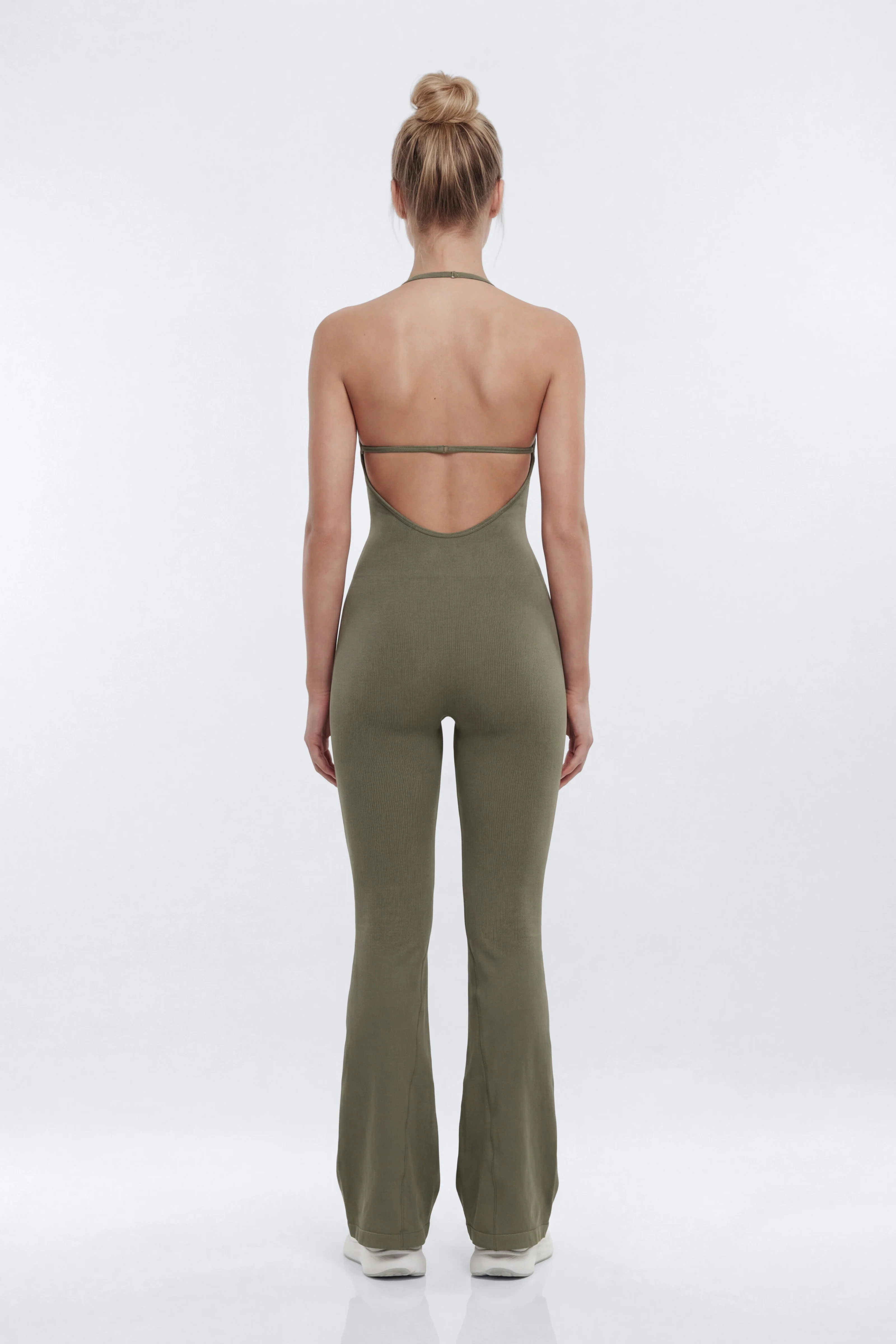 SeamlessLift™ 32″ Flare Jumpsuit - Moss - Image 3
