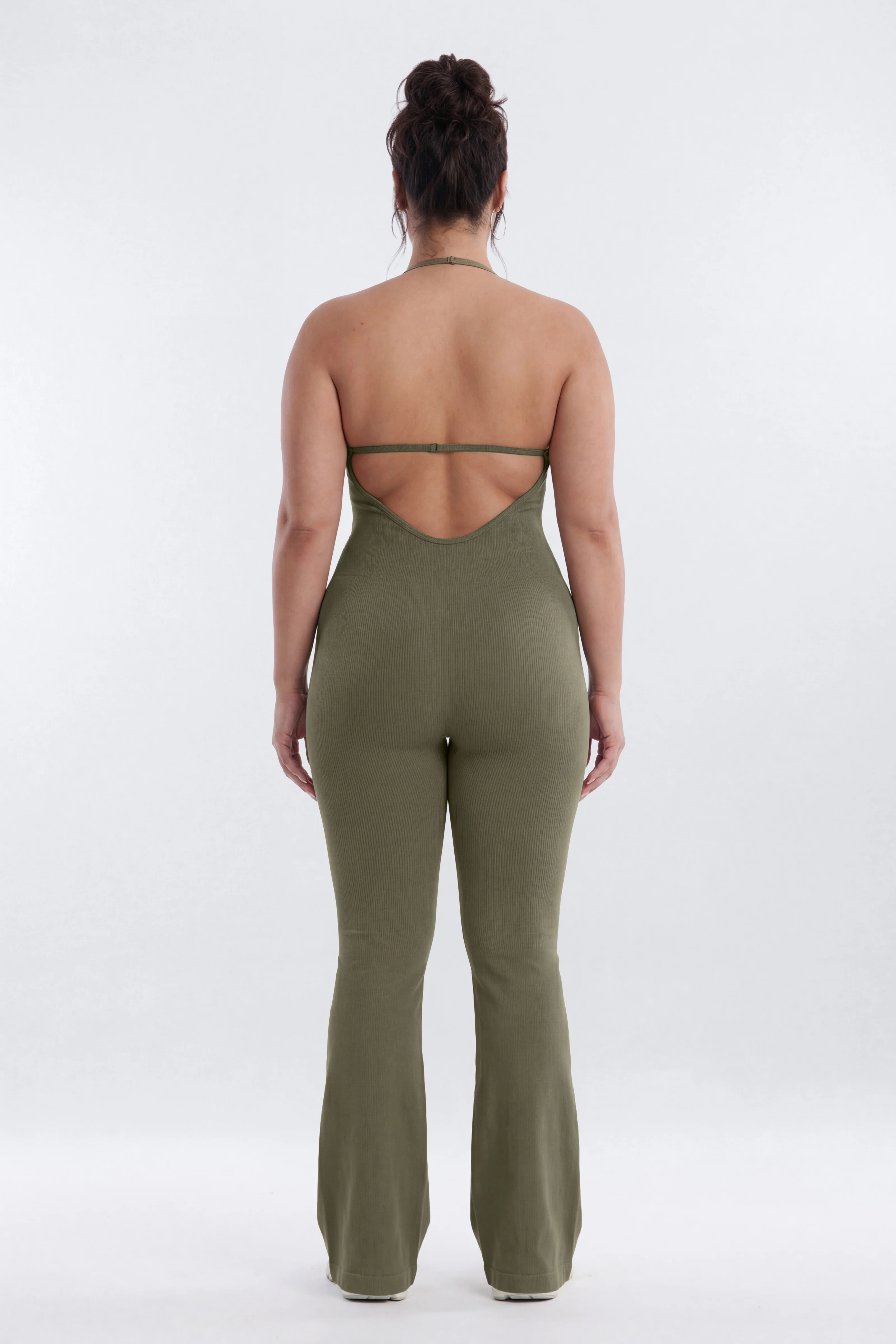 SeamlessLift™ 32″ Flare Jumpsuit - Moss - Image 5