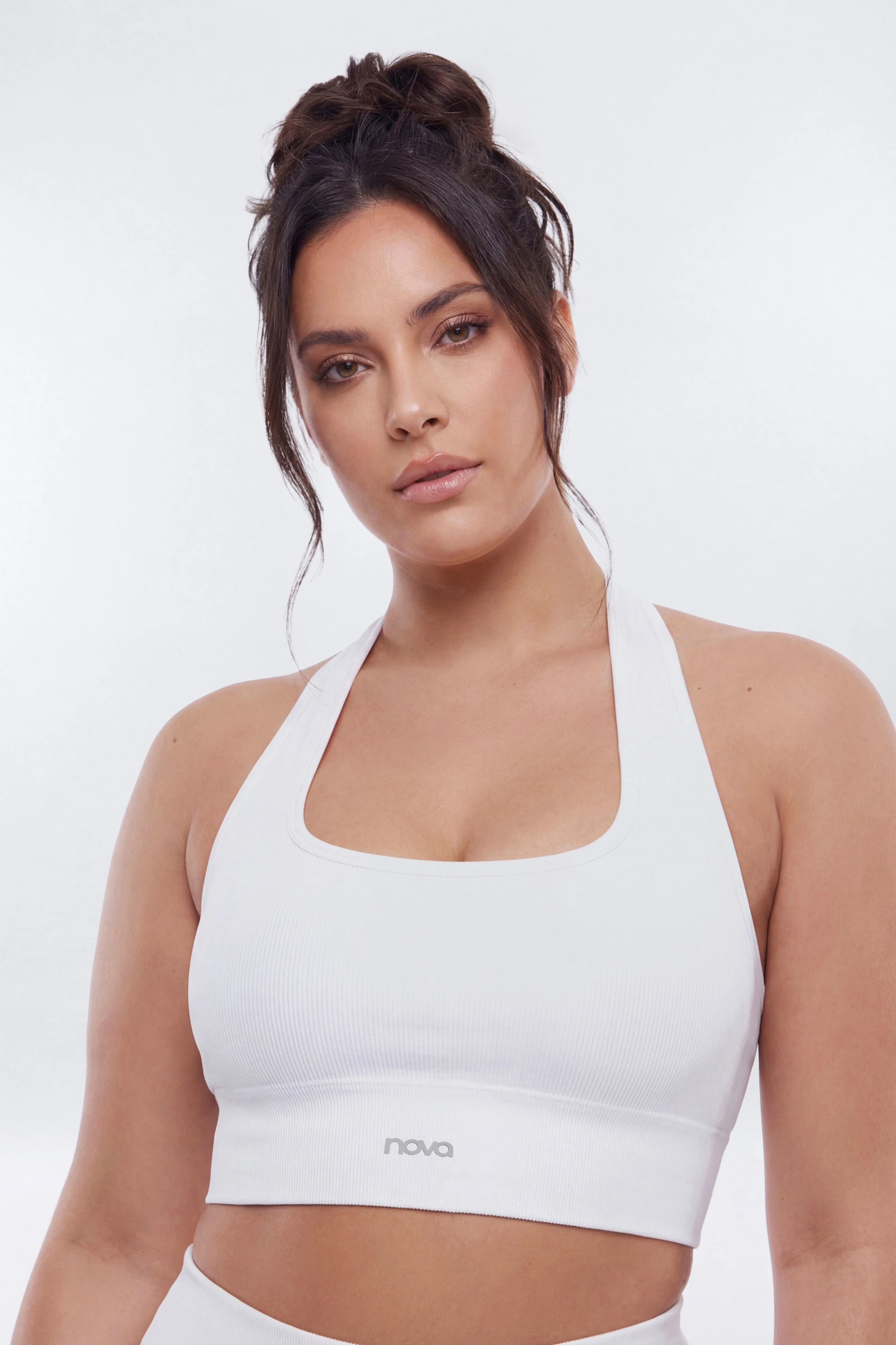 SeamlessLift™ Halter Sports Bra - Bright White - Image 4