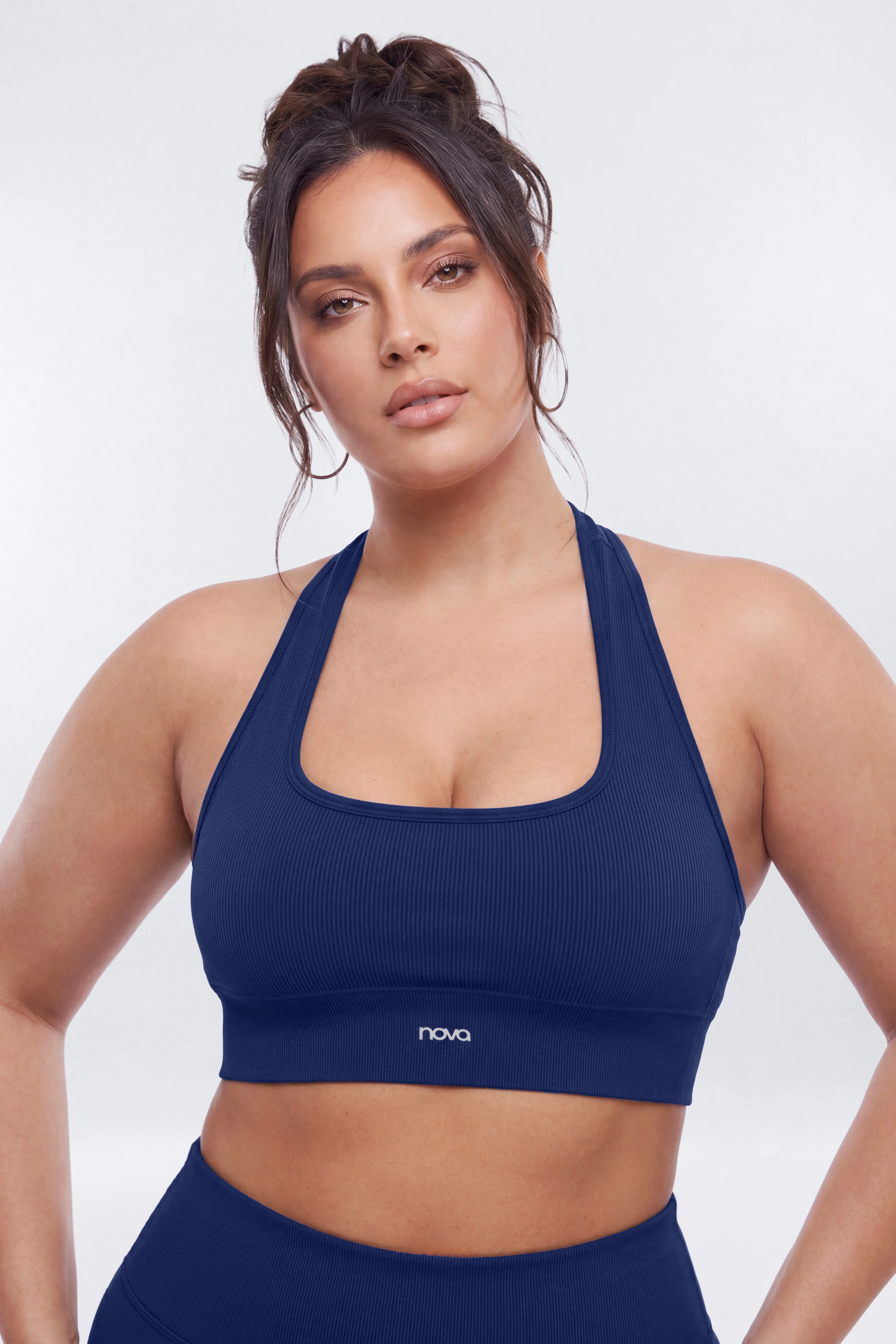 SeamlessLift™ Halter Sports Bra - Navy - Image 5