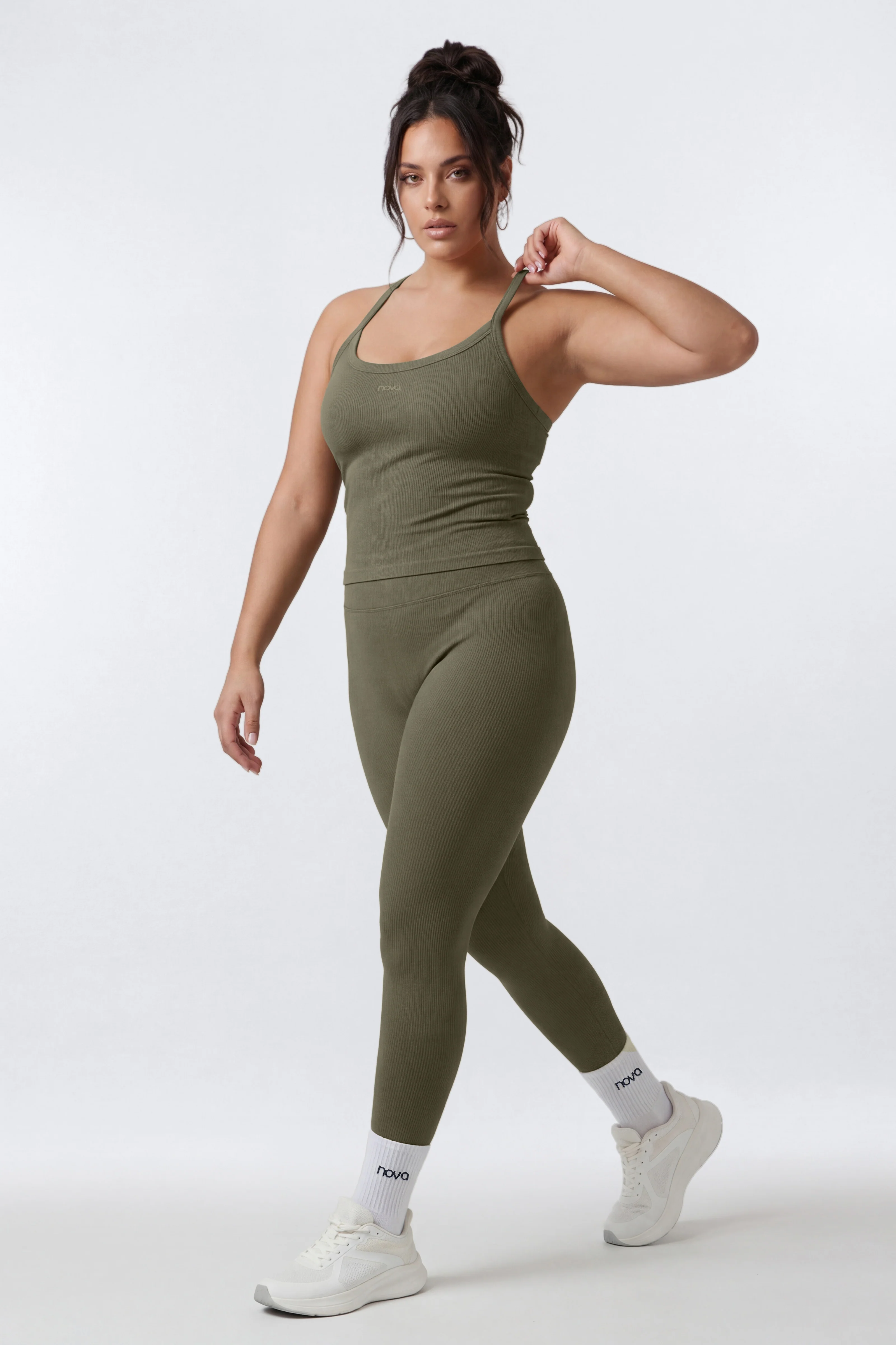 SeamlessLift™ Y Back Sports Top - Moss - Image 6