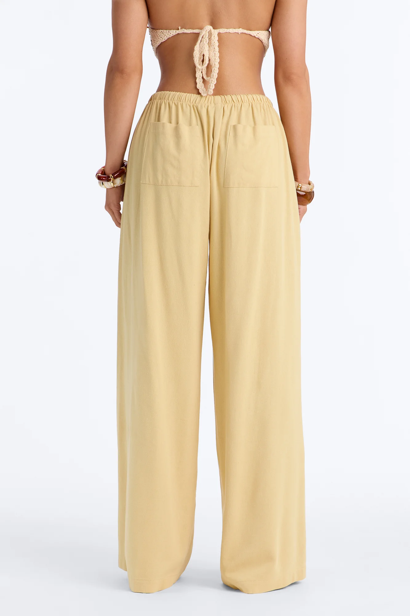 Seaside Soiree Wide Leg Linen Pant - Honey - Image 4