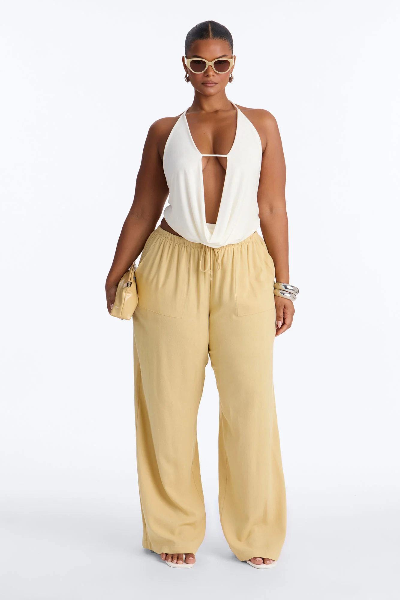 Seaside Soiree Wide Leg Linen Pant - Honey - Image 5