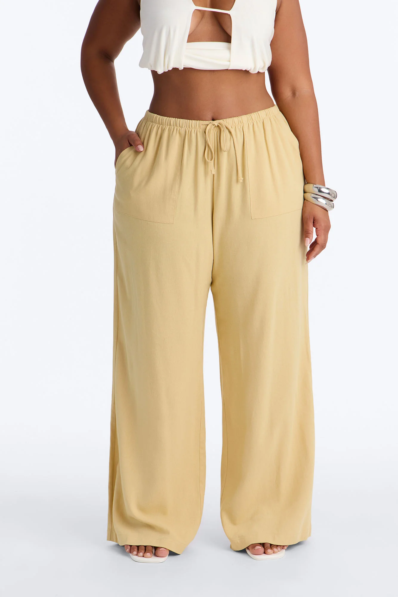 Seaside Soiree Wide Leg Linen Pant - Honey - Image 6