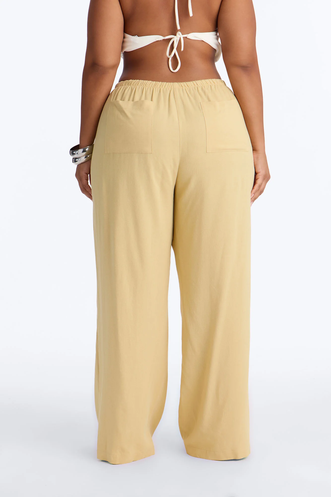Seaside Soiree Wide Leg Linen Pant - Honey - Image 8
