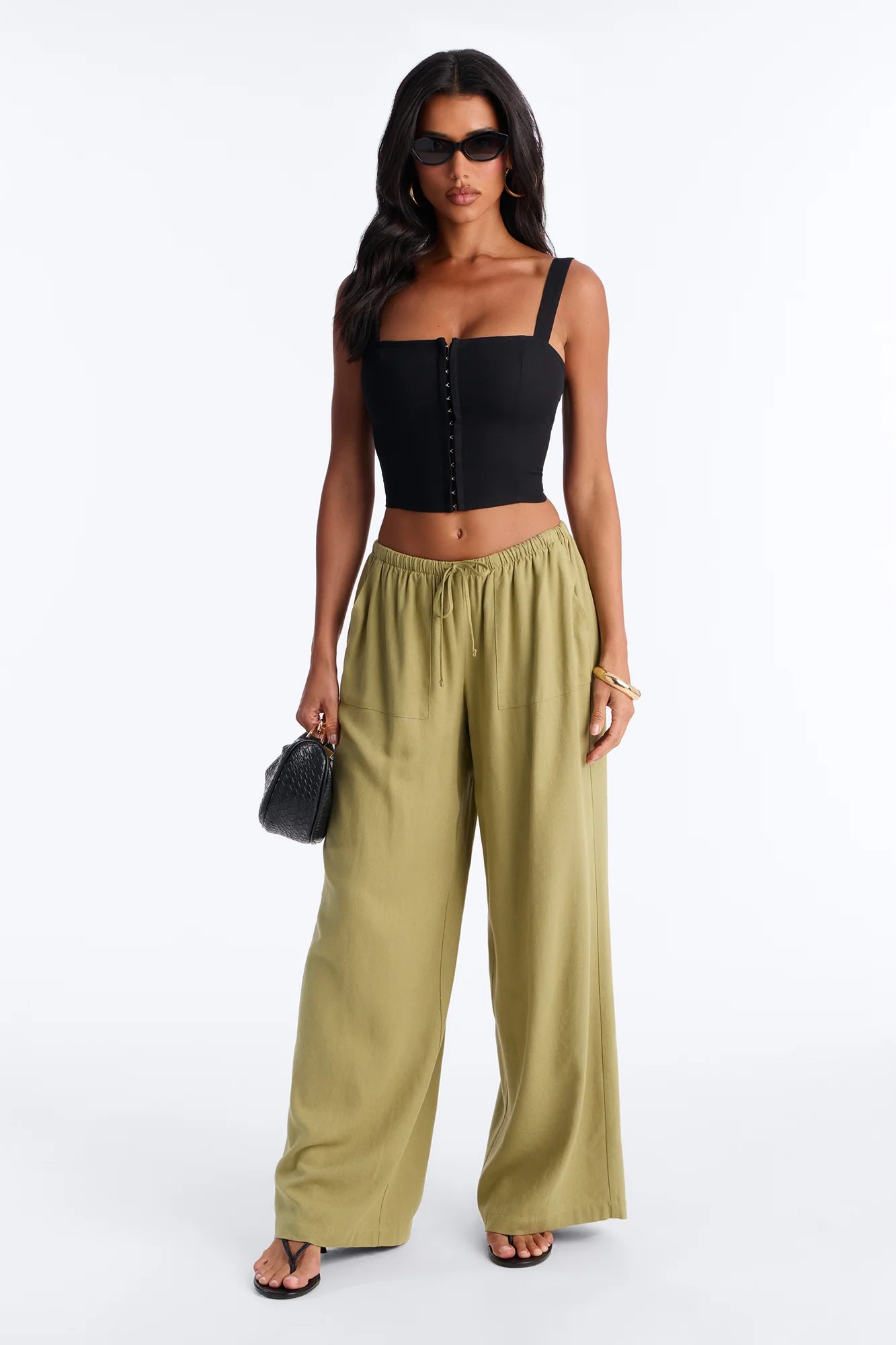Seaside Soiree Wide Leg Linen Pant - Olive