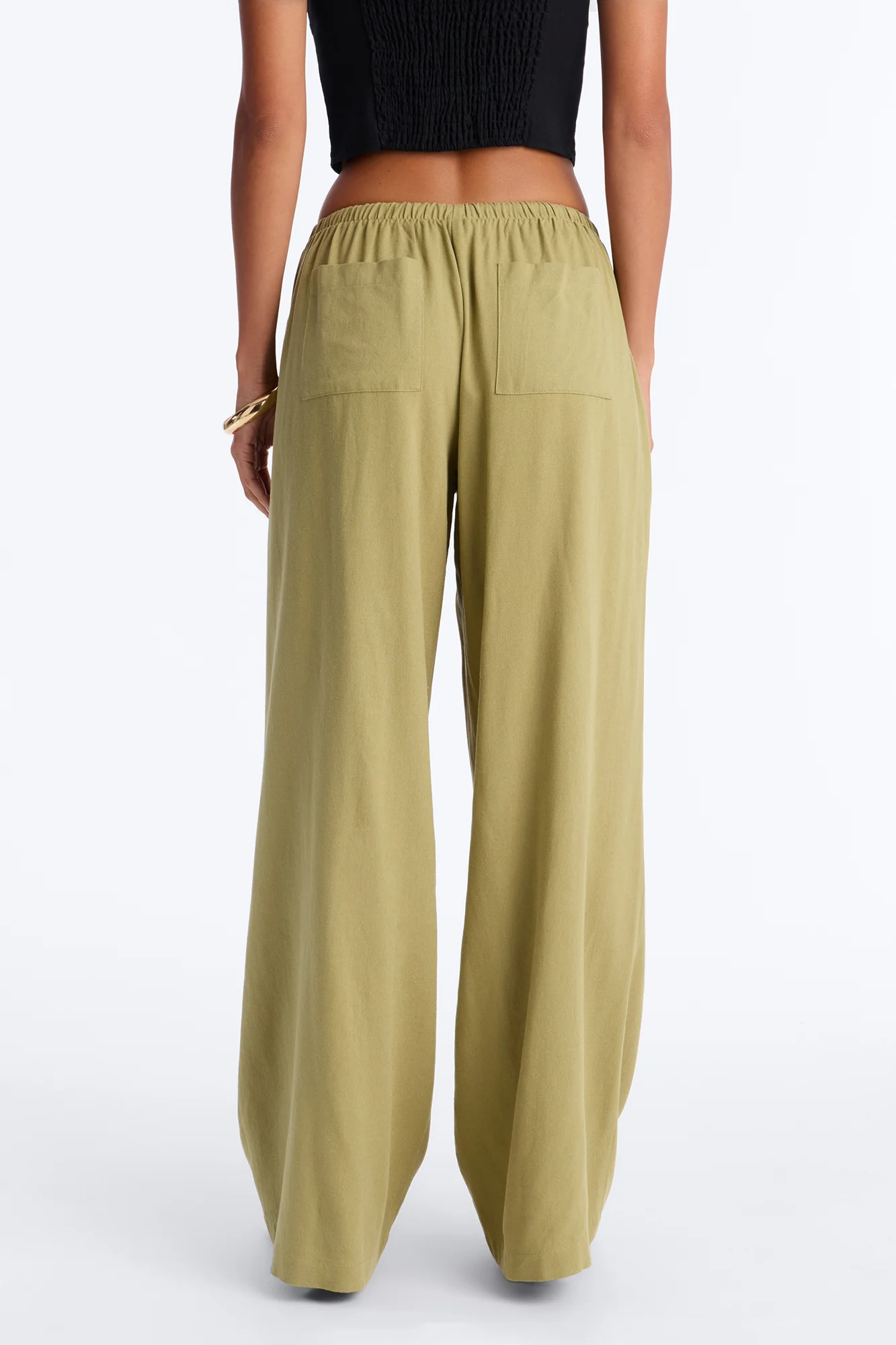 Seaside Soiree Wide Leg Linen Pant - Olive - Image 4
