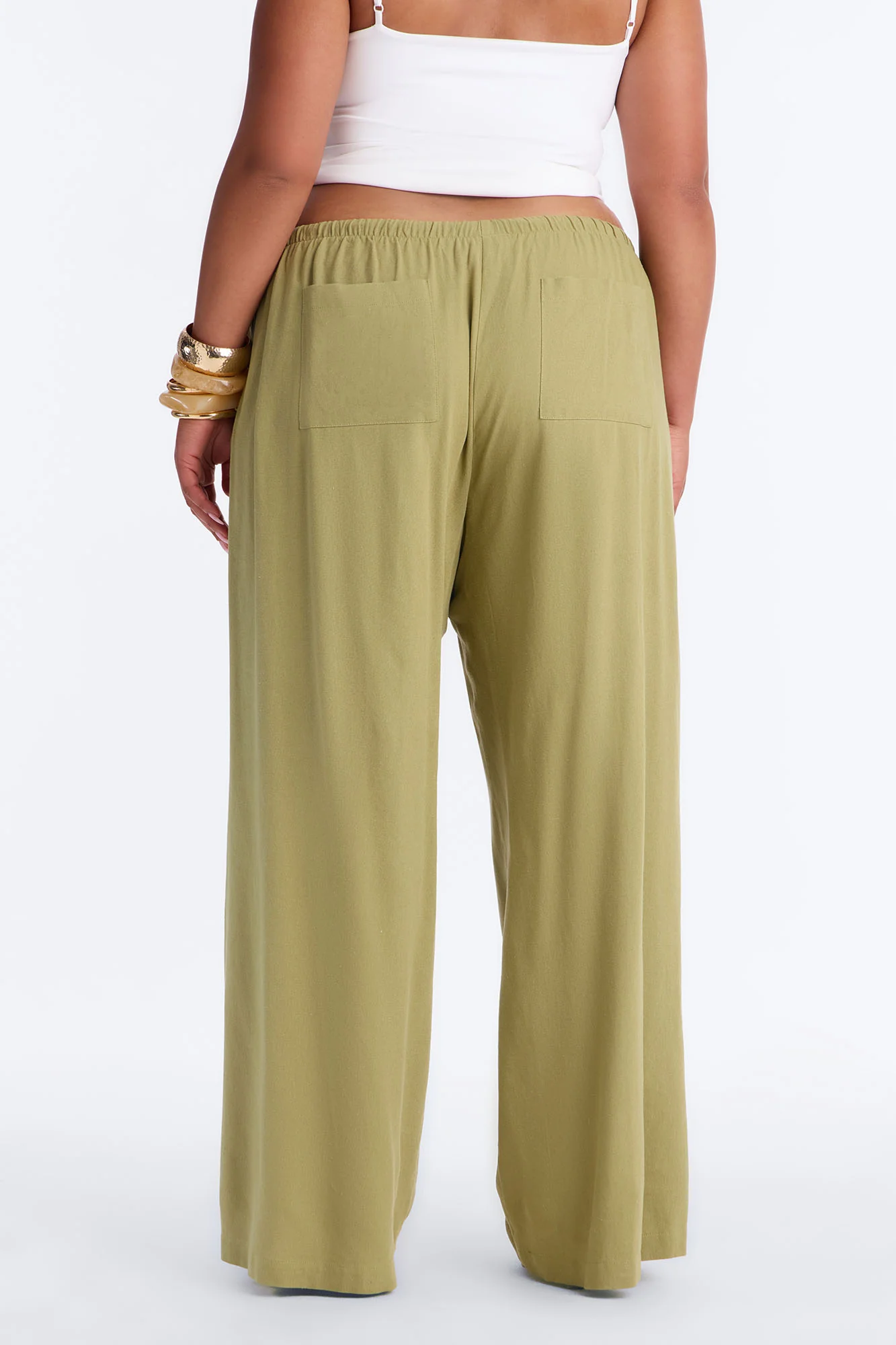 Seaside Soiree Wide Leg Linen Pant - Olive - Image 8