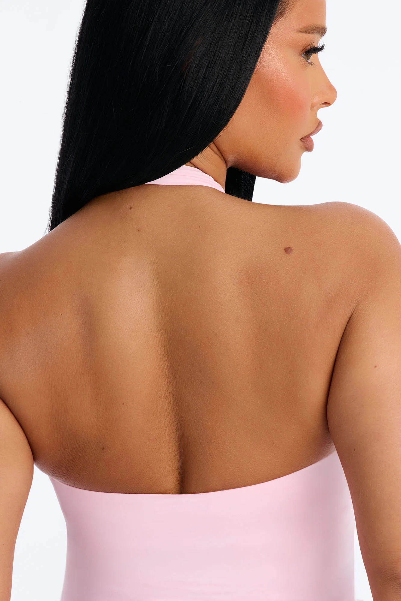 Second Skin Bra Pad Sleeveless Halter Top - Light Pink - Image 3