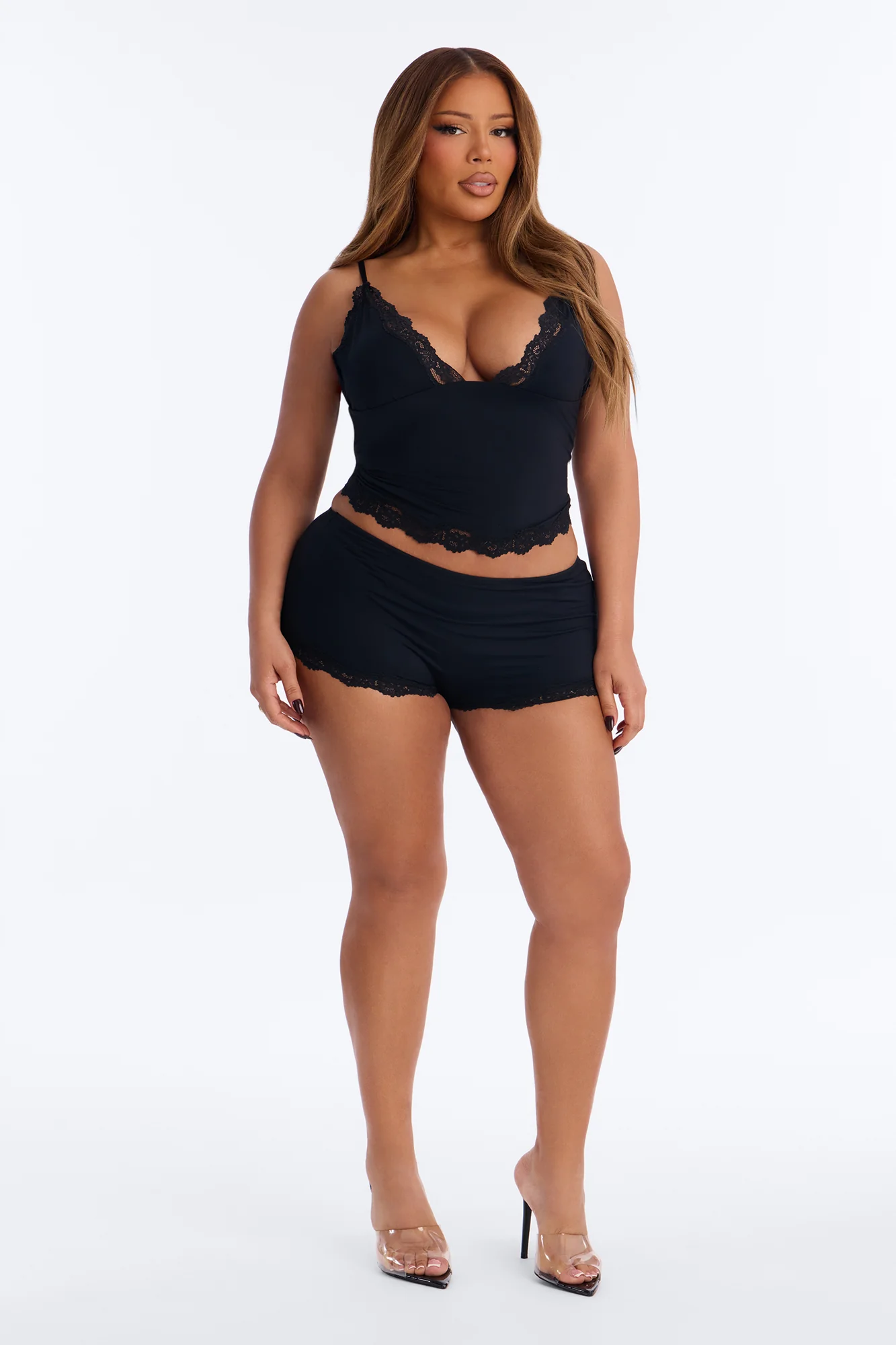 Second Skin Double Lined Lace Trim Micro Shorts - Black - Image 5