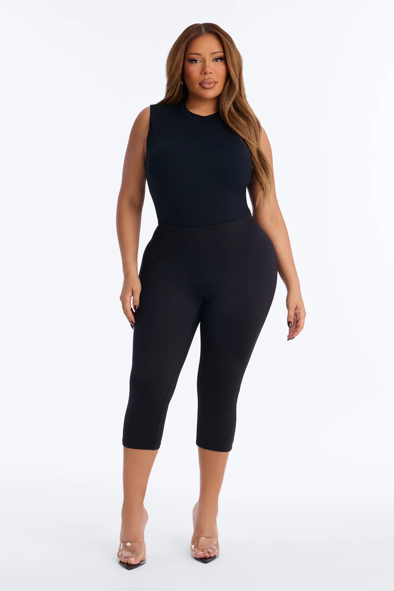 Second Skin Double Lined Mock Neck Sleeveless Bodysuit - Black - Image 6