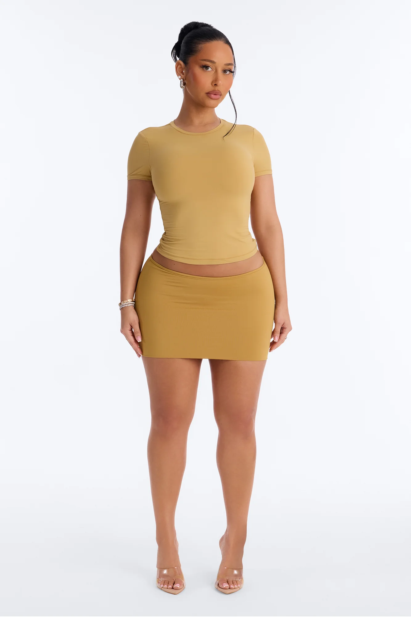 Second Skin Double Lined Short Sleeve Top - Honey - Image 2