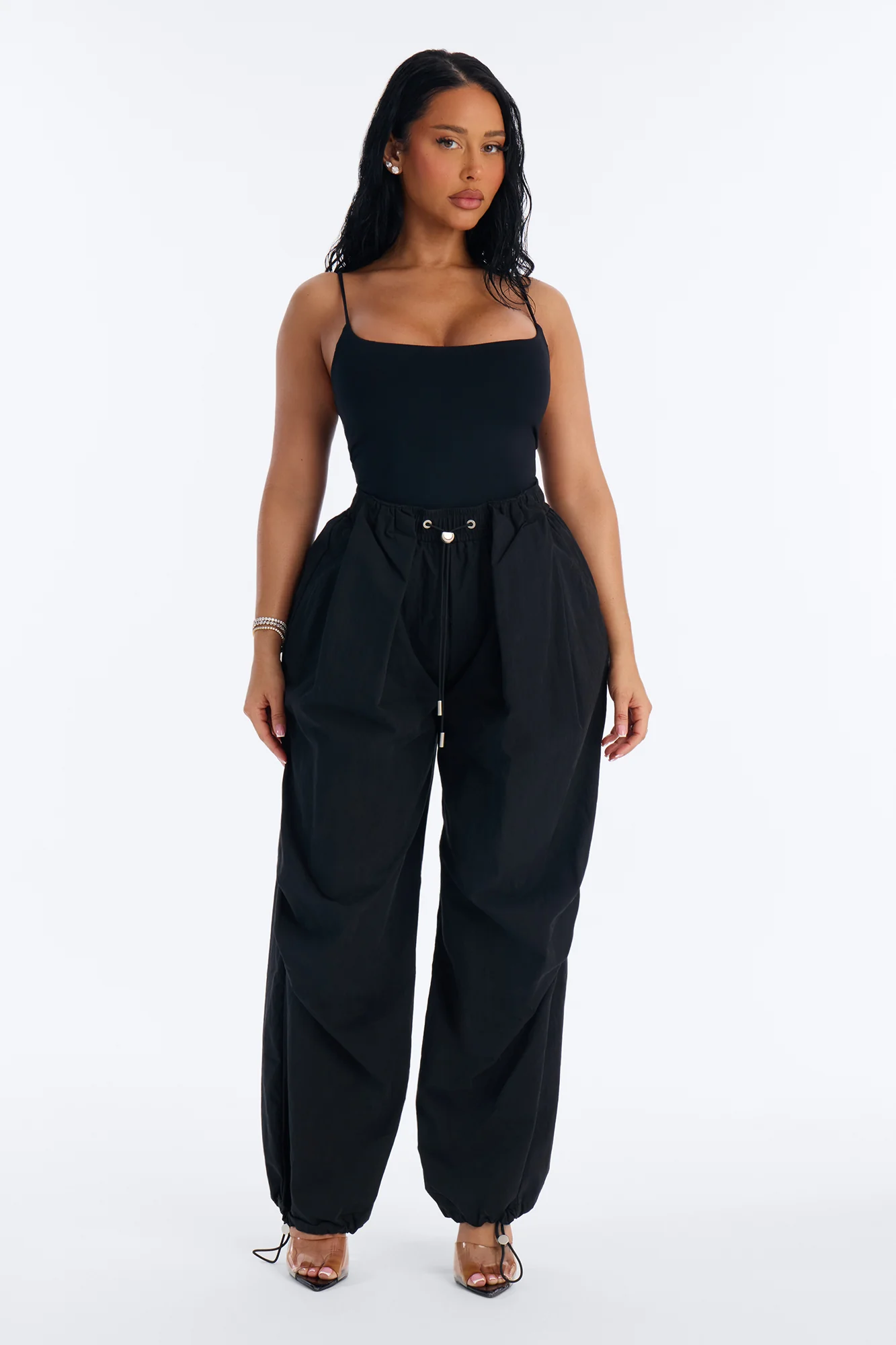 Second Skin Double Lined Square Neck Cami Bodysuit - Black - Image 2
