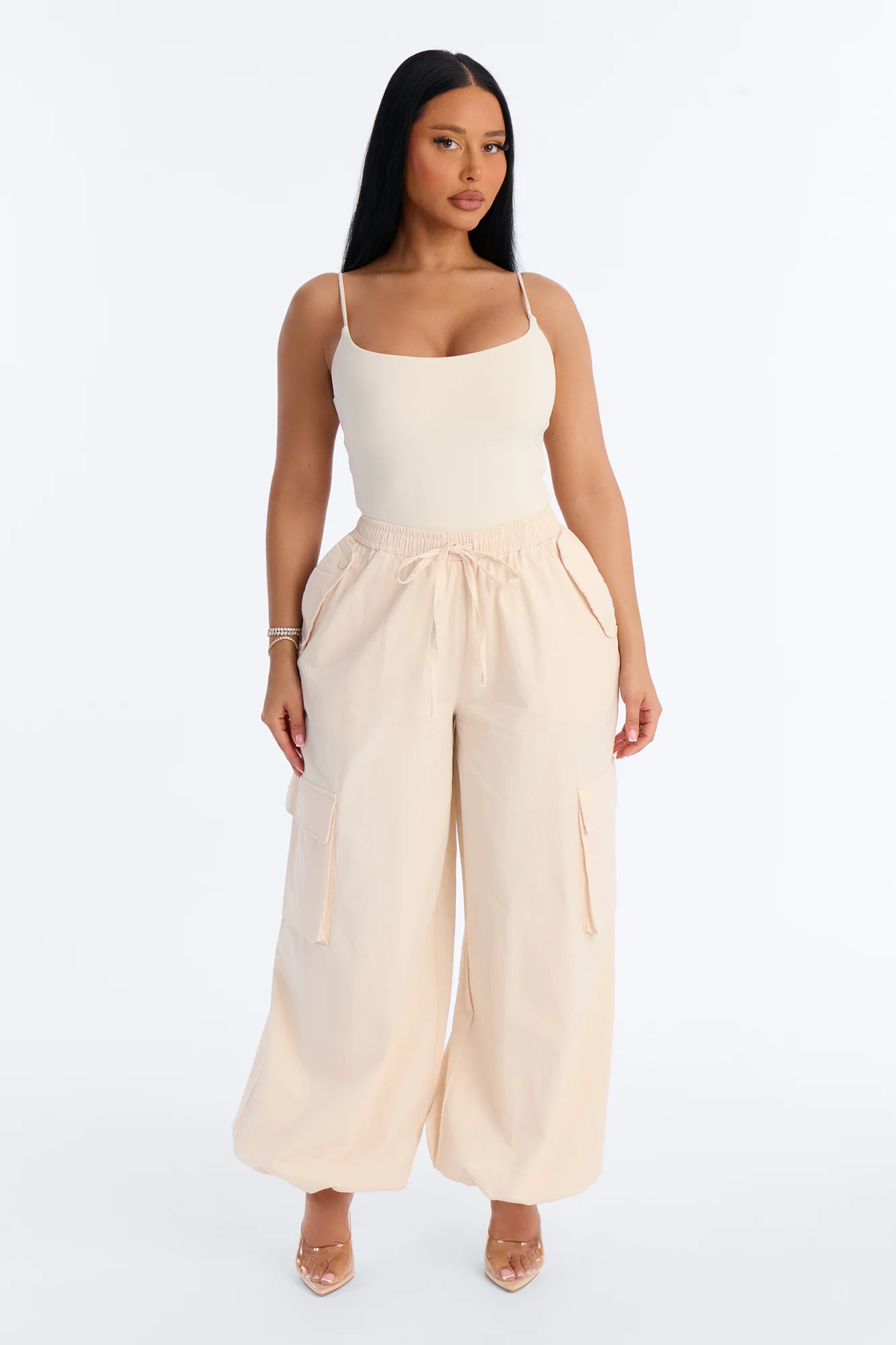 Second Skin Double Lined Square Neck Cami Bodysuit - Bone - Image 2