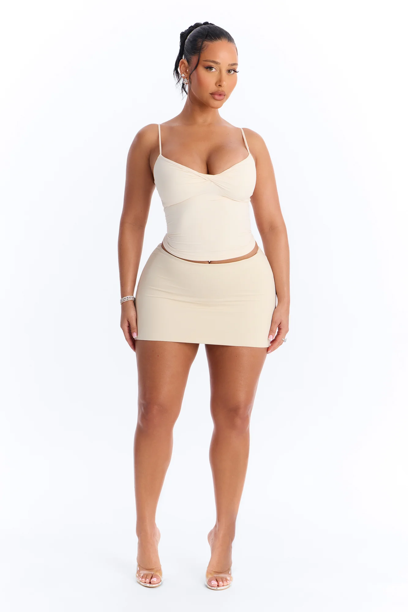 Second Skin Double Lined Twist Cami - Bone