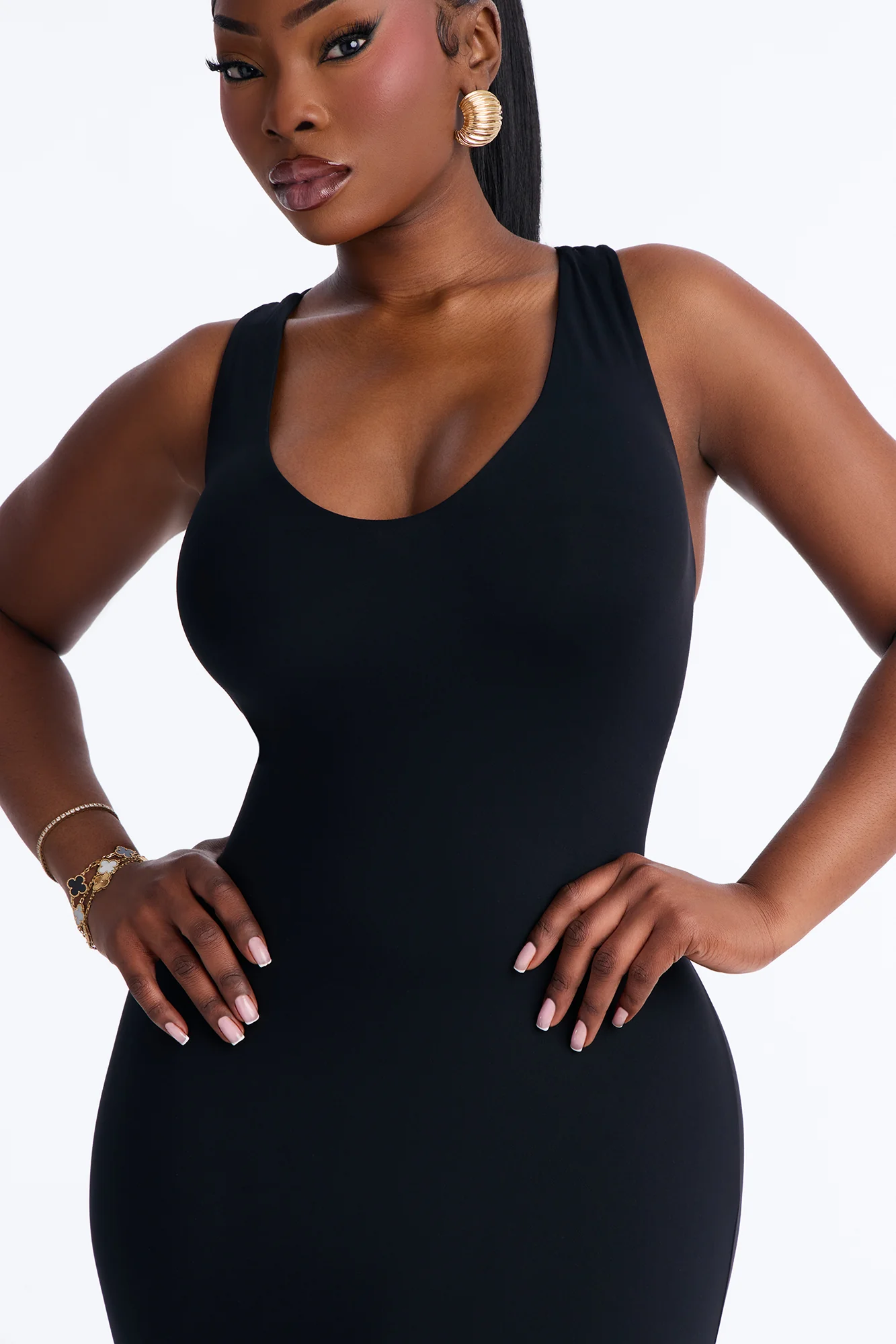 Second Skin Double Lined U Neck Racerback Maxi Dress - Black - Image 7