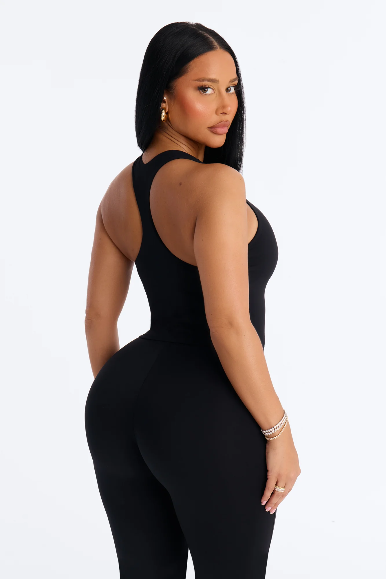Second Skin Double Lined U Neck Racerback Top - Black - Image 4