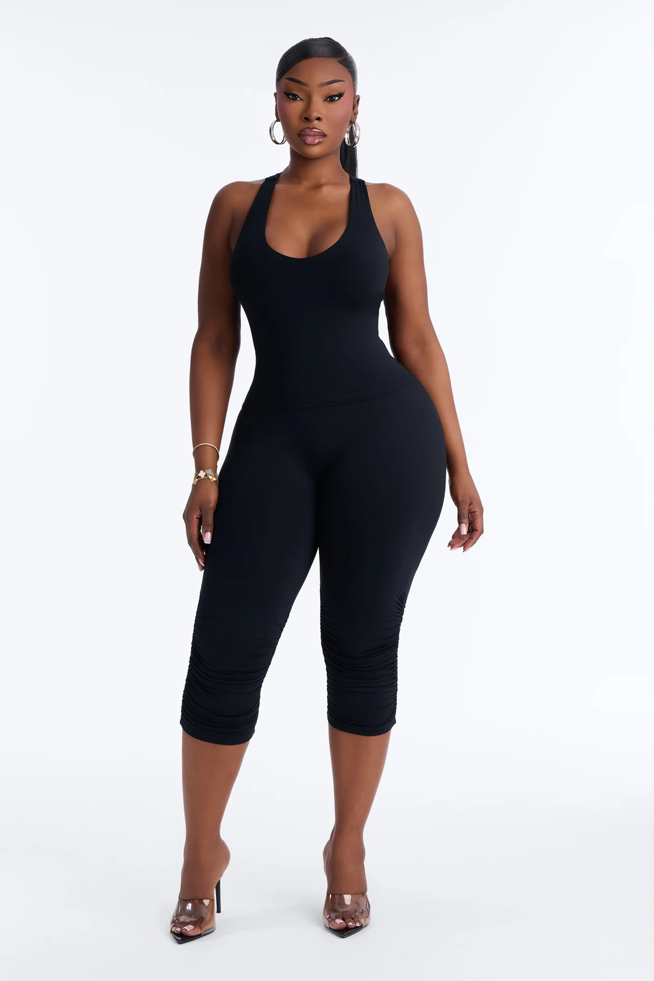 Second Skin Double Lined U Neck Racerback Top - Black - Image 5