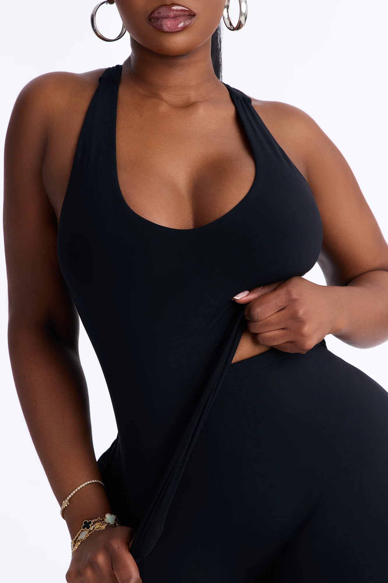 Second Skin Double Lined U Neck Racerback Top - Black - Image 7
