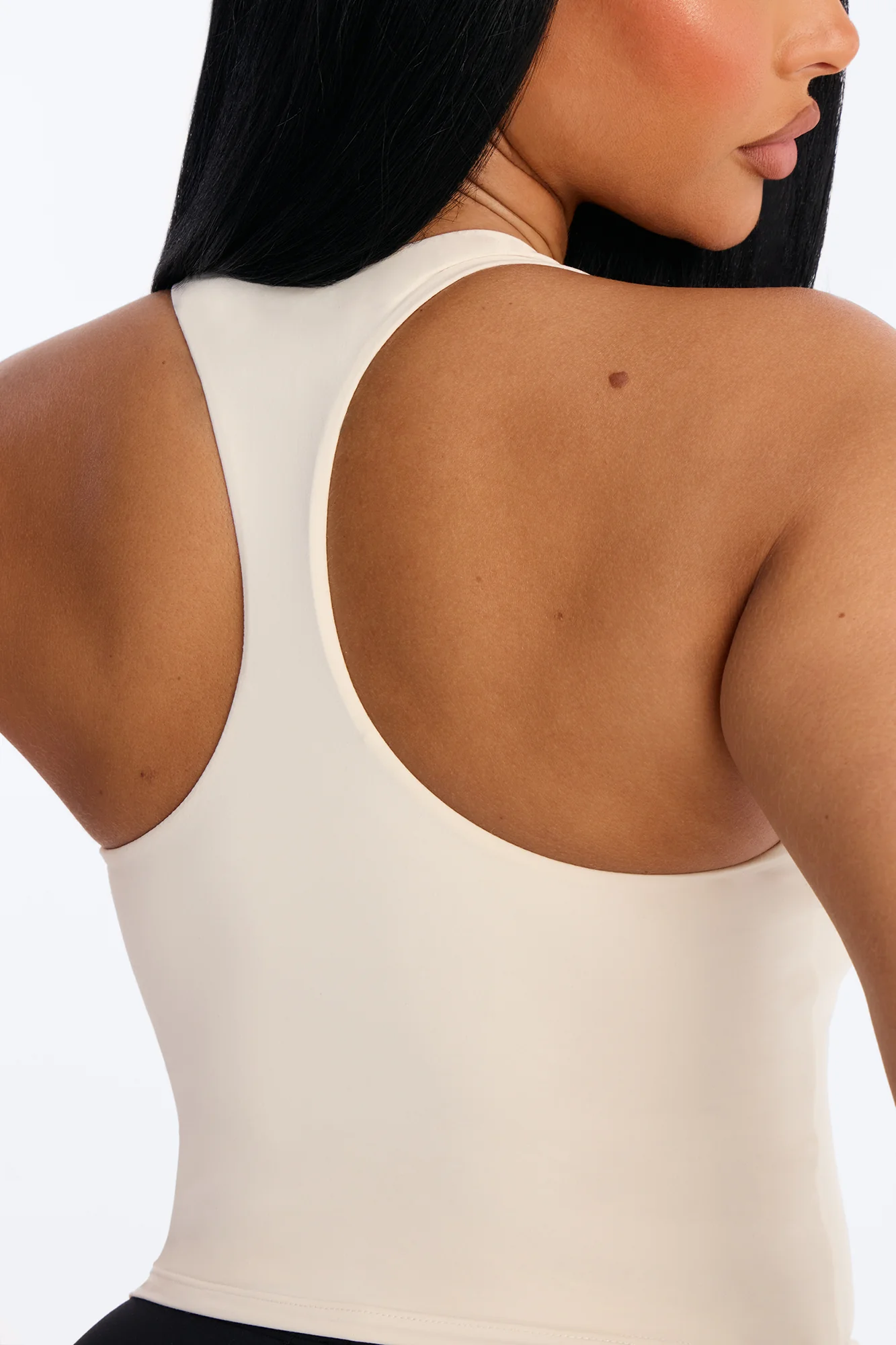 Second Skin Double Lined U Neck Racerback Top - Bone - Image 3