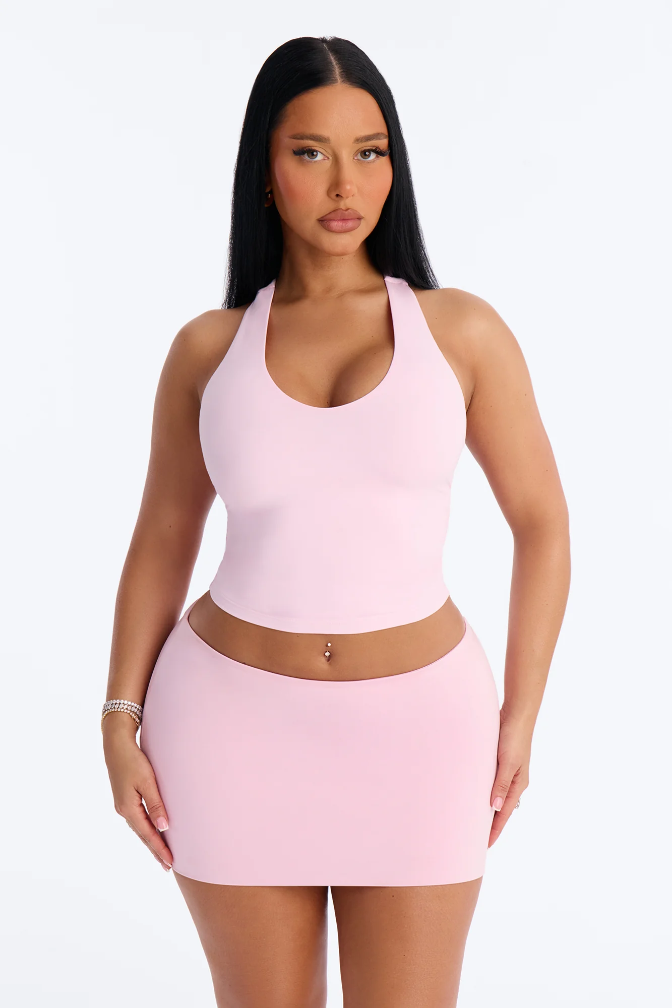 Second Skin Double Lined U Neck Racerback Top - Light Pink