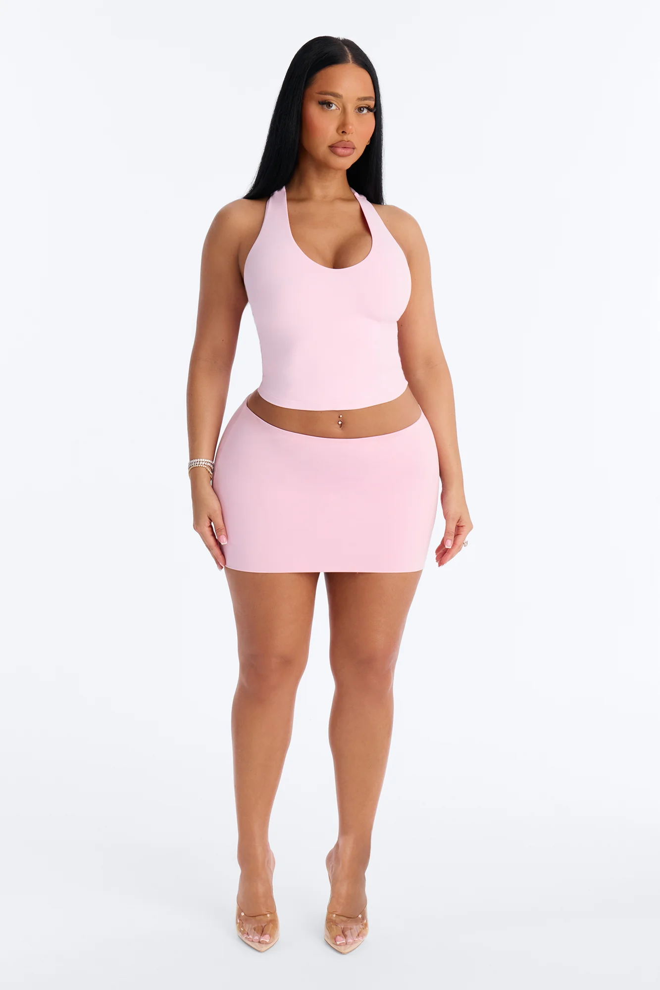 Second Skin Double Lined U Neck Racerback Top - Light Pink - Image 2