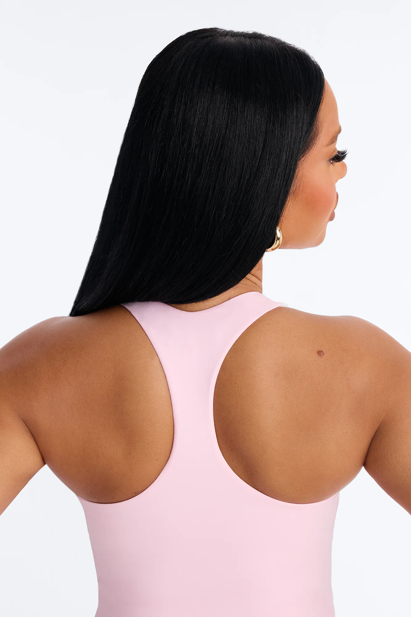 Second Skin Double Lined U Neck Racerback Top - Light Pink - Image 3
