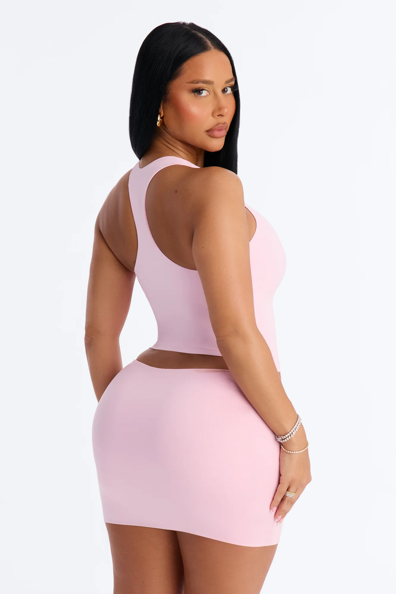 Second Skin Double Lined U Neck Racerback Top - Light Pink - Image 4