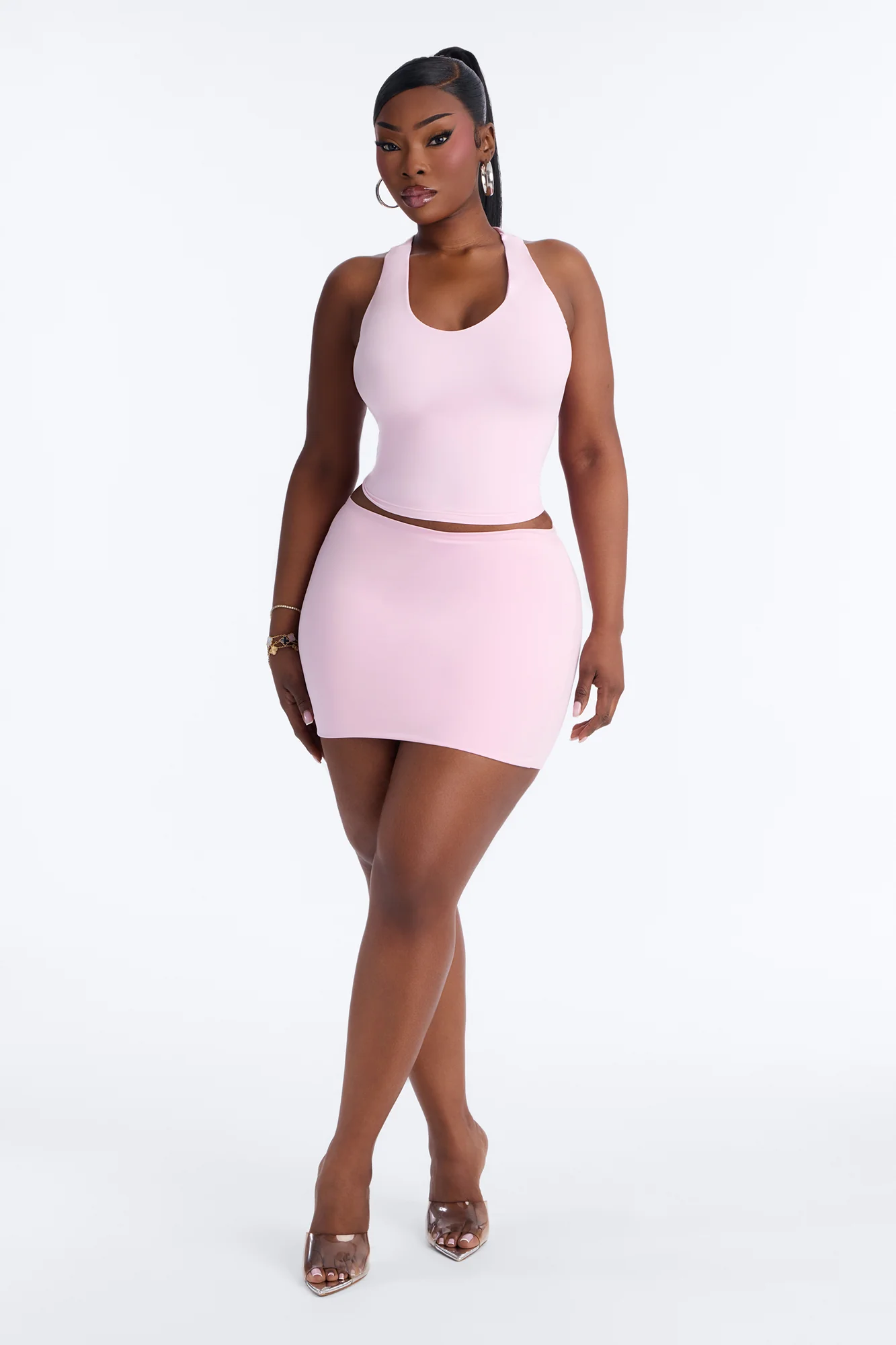 Second Skin Double Lined U Neck Racerback Top - Light Pink - Image 5