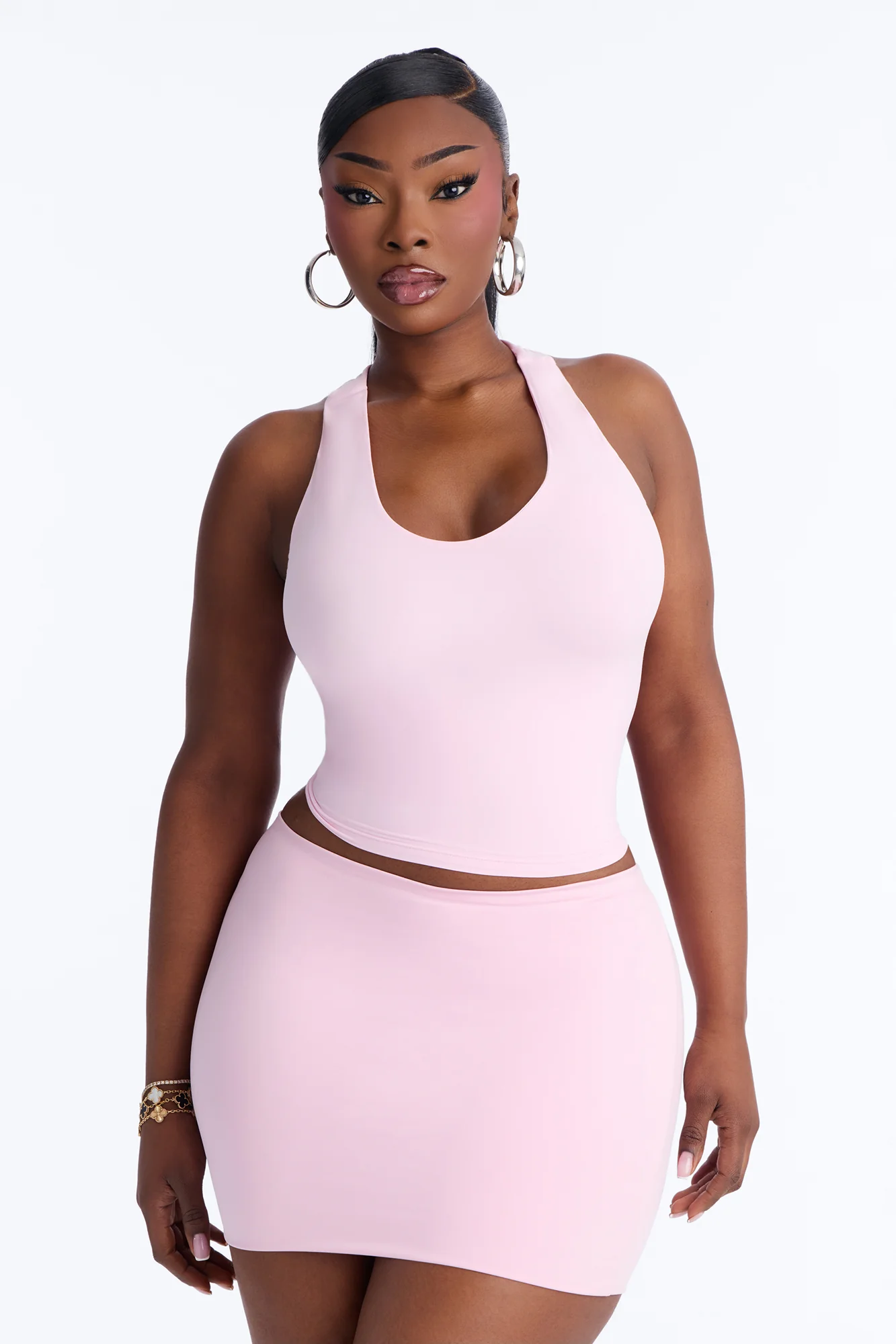 Second Skin Double Lined U Neck Racerback Top - Light Pink - Image 6