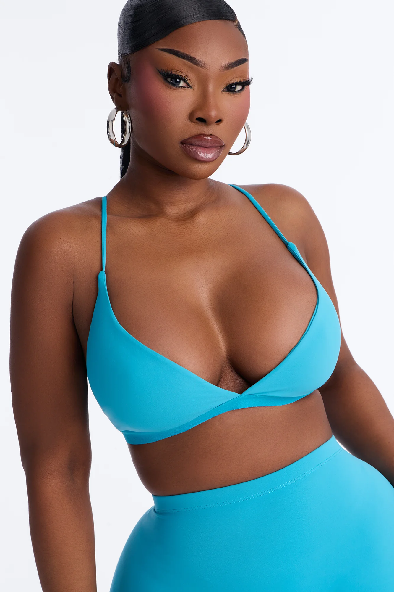 Second Skin Double Lined V Neck Bralette - Blue - Image 5