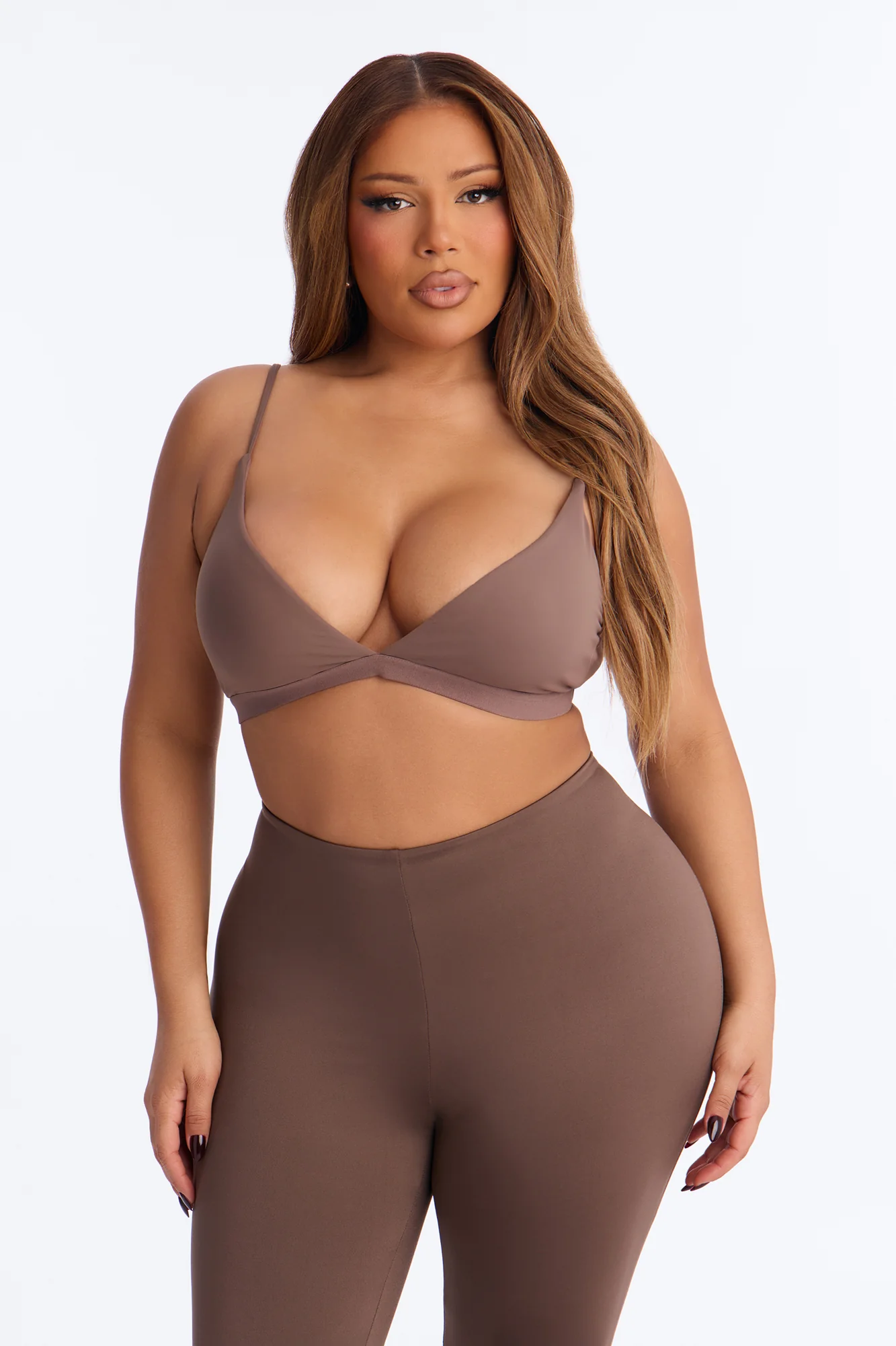 Second Skin Double Lined V Neck Bralette - Brown - Image 4