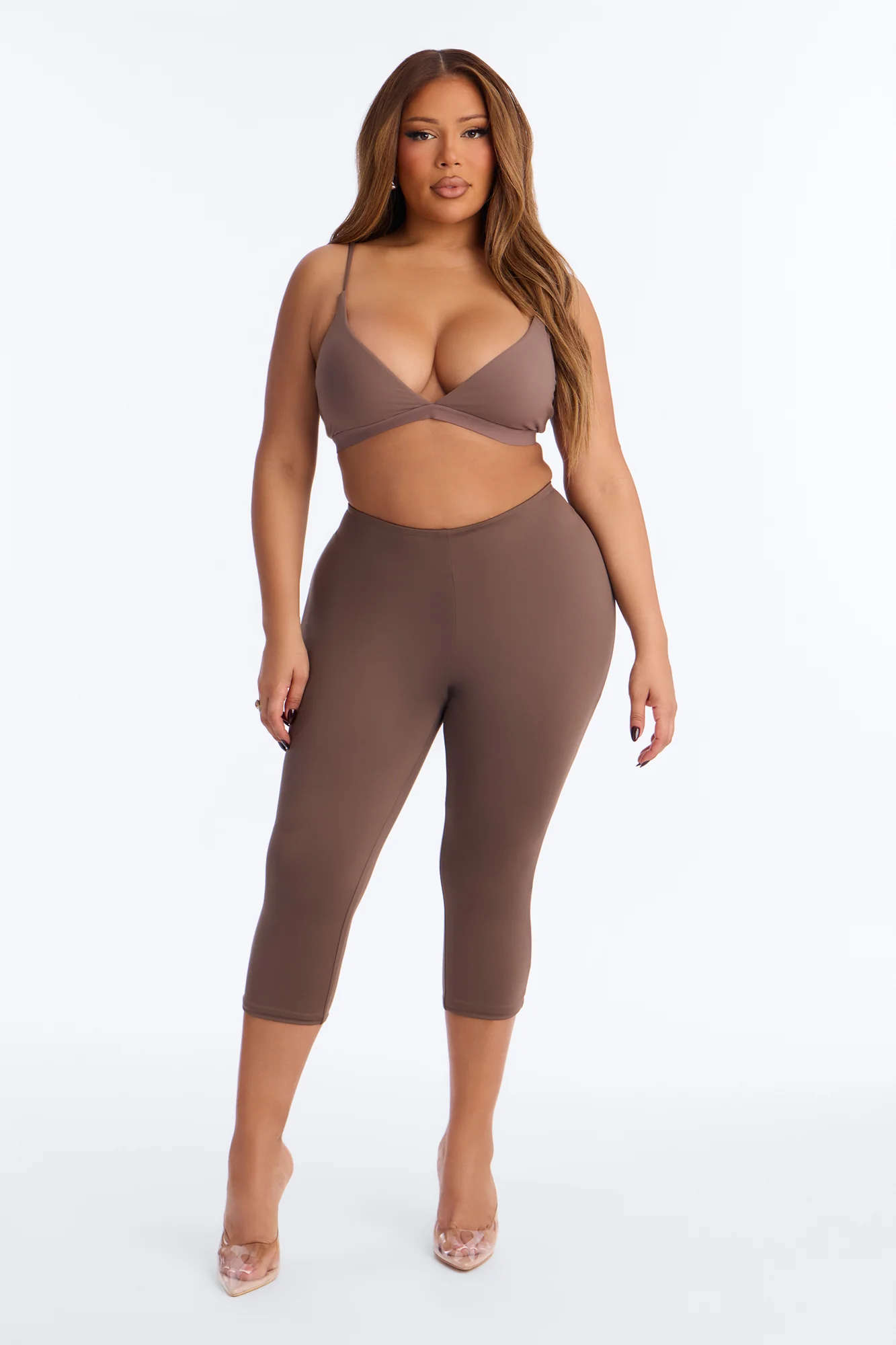 Second Skin Double Lined V Neck Bralette - Brown - Image 5