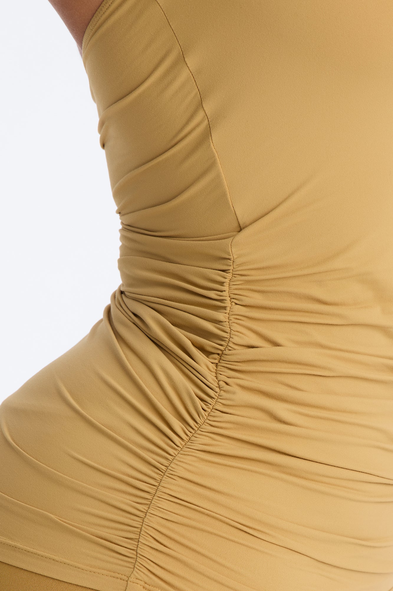 Second Skin Ruched Backless Halter Top - Honey - Image 3