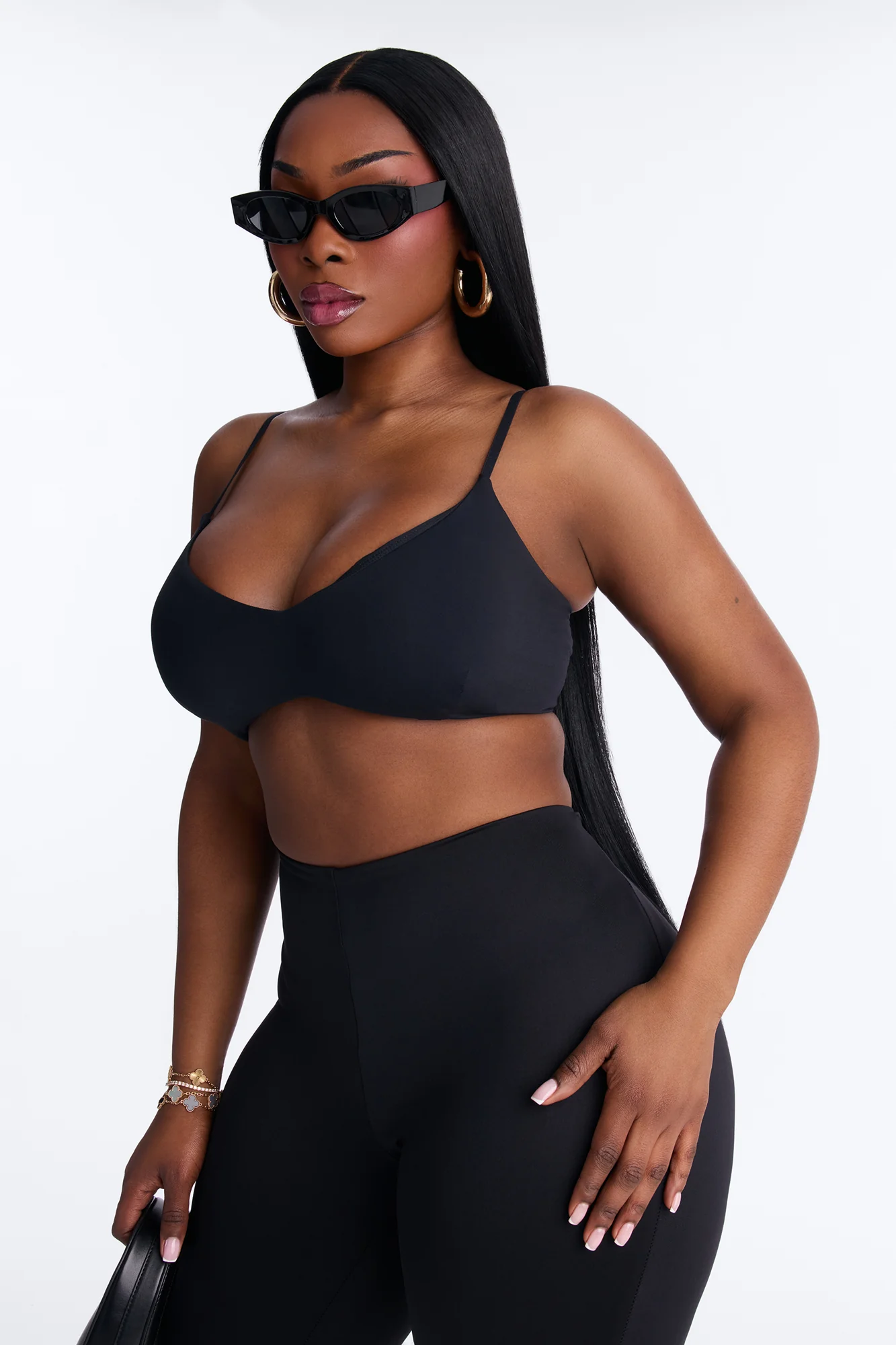 Second Skin Scoop Neck Spaghetti Strap Bra Top - Black - Image 5