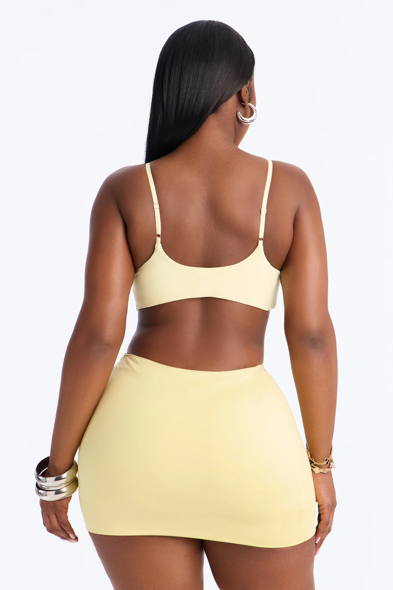 Second Skin Scoop Neck Spaghetti Strap Bra Top - Yellow - Image 8