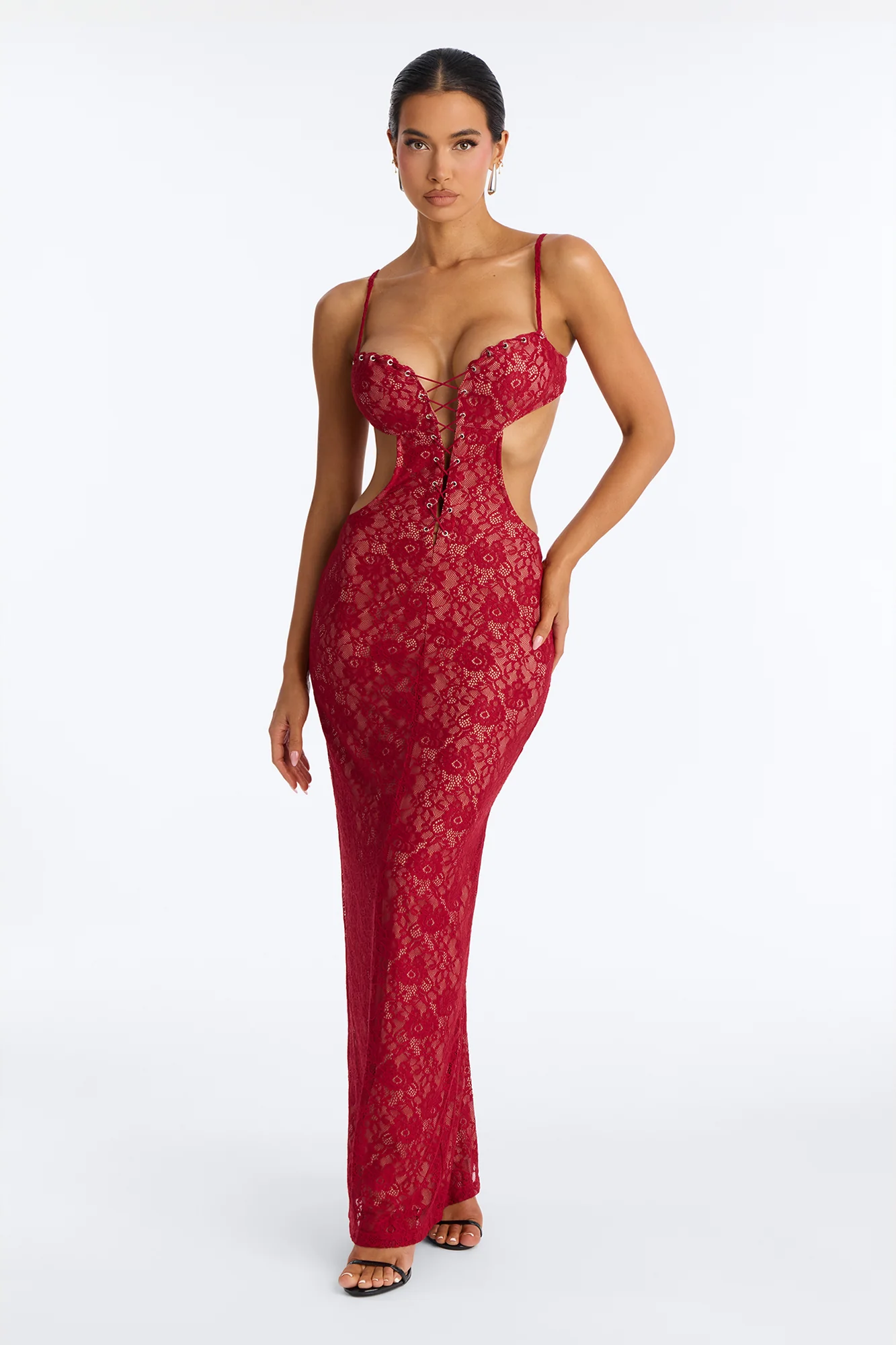 Seduce The Night Lace Maxi Dress - DarkRed