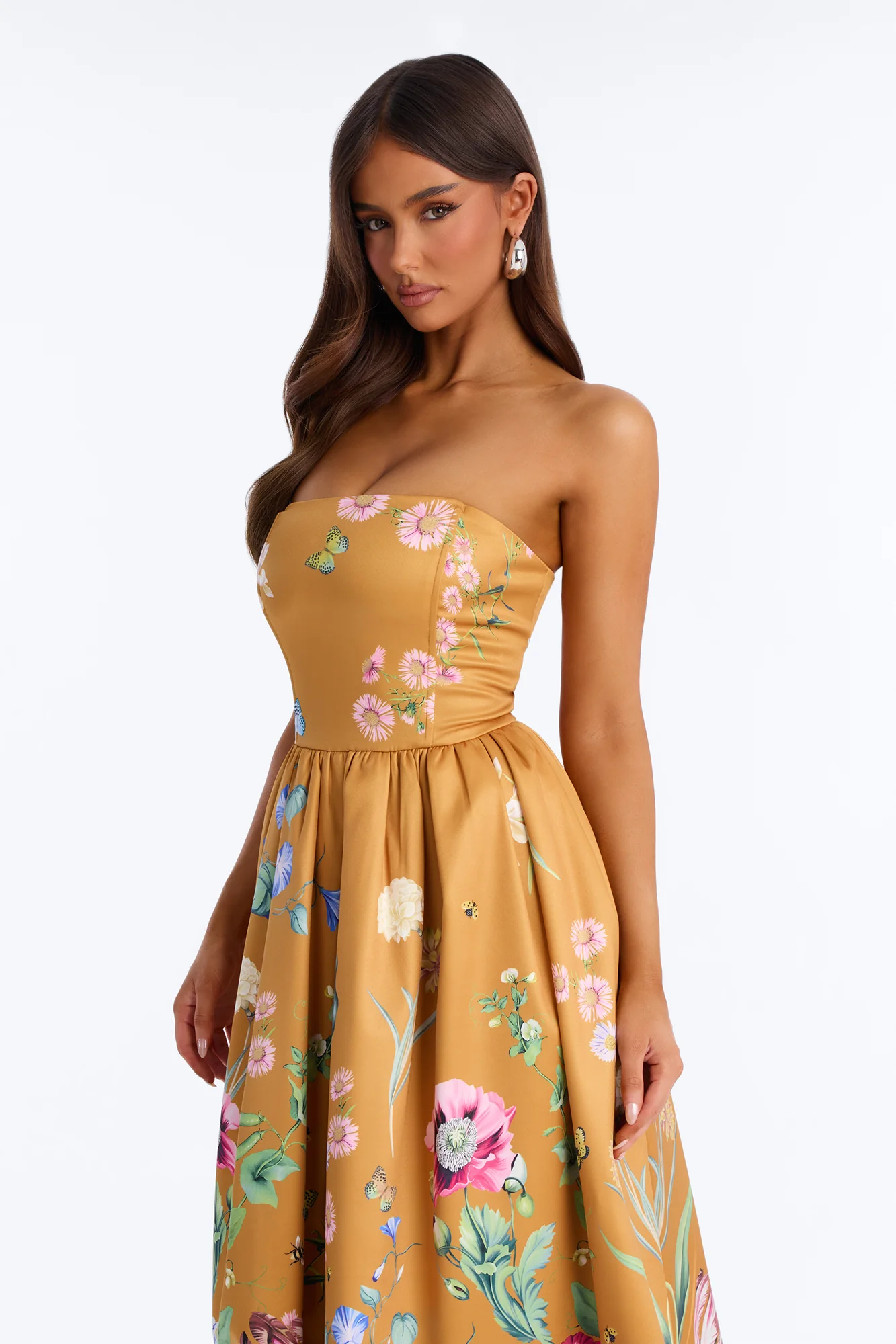 See Me Blossom Floral Midi Dress - Gold/combo - Image 2