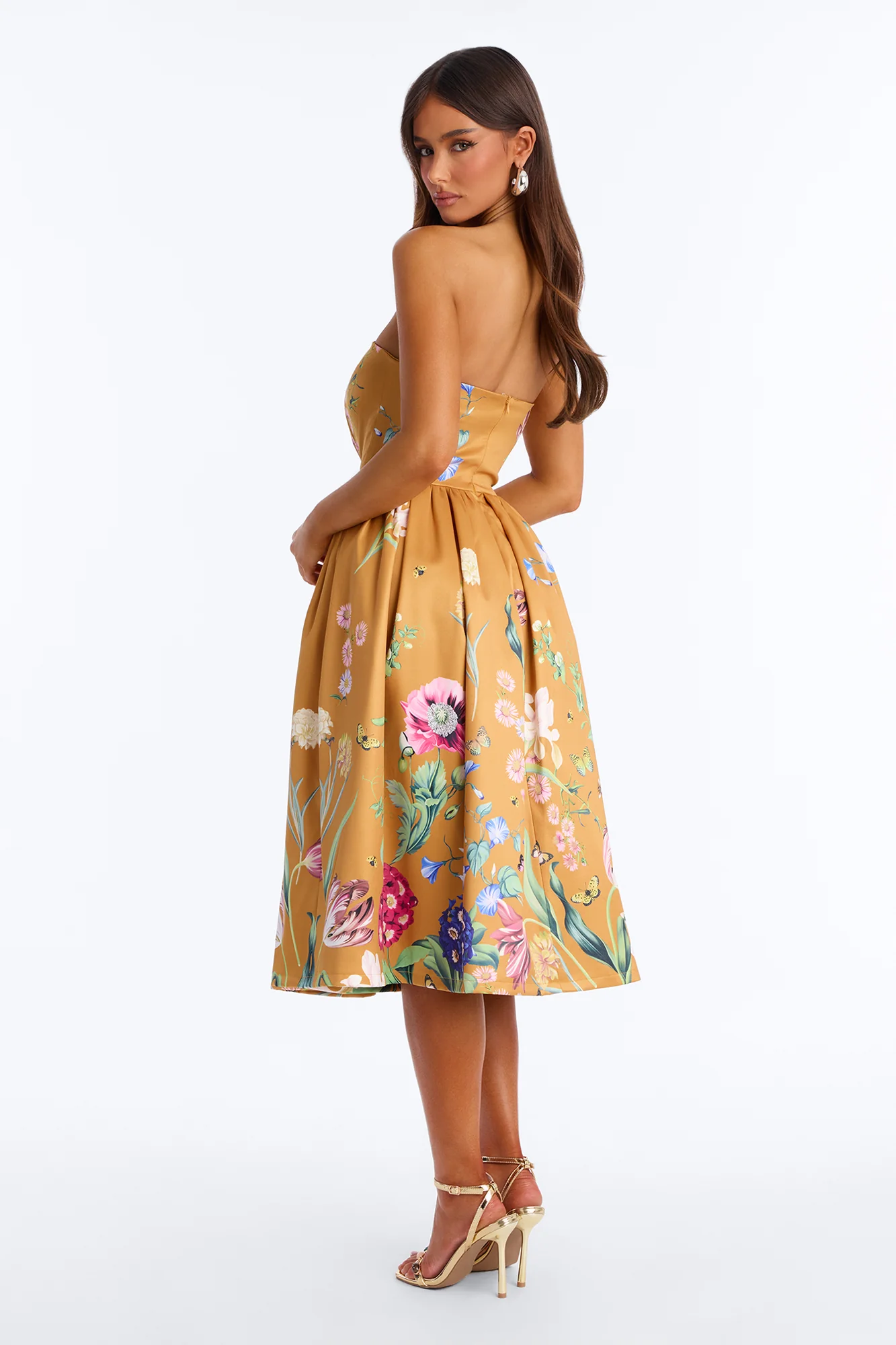 See Me Blossom Floral Midi Dress - Gold/combo - Image 4