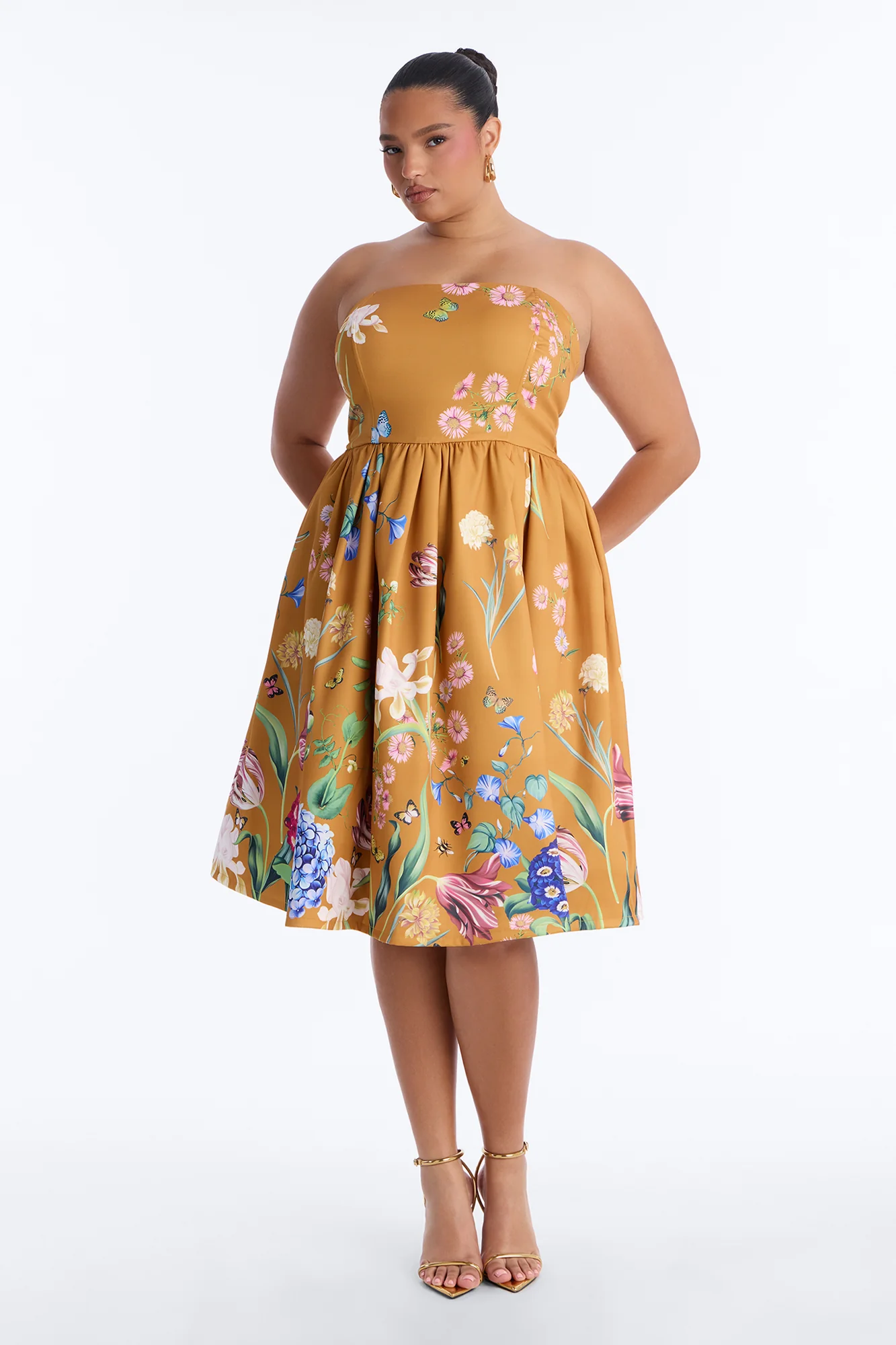 See Me Blossom Floral Midi Dress - Gold/combo - Image 5