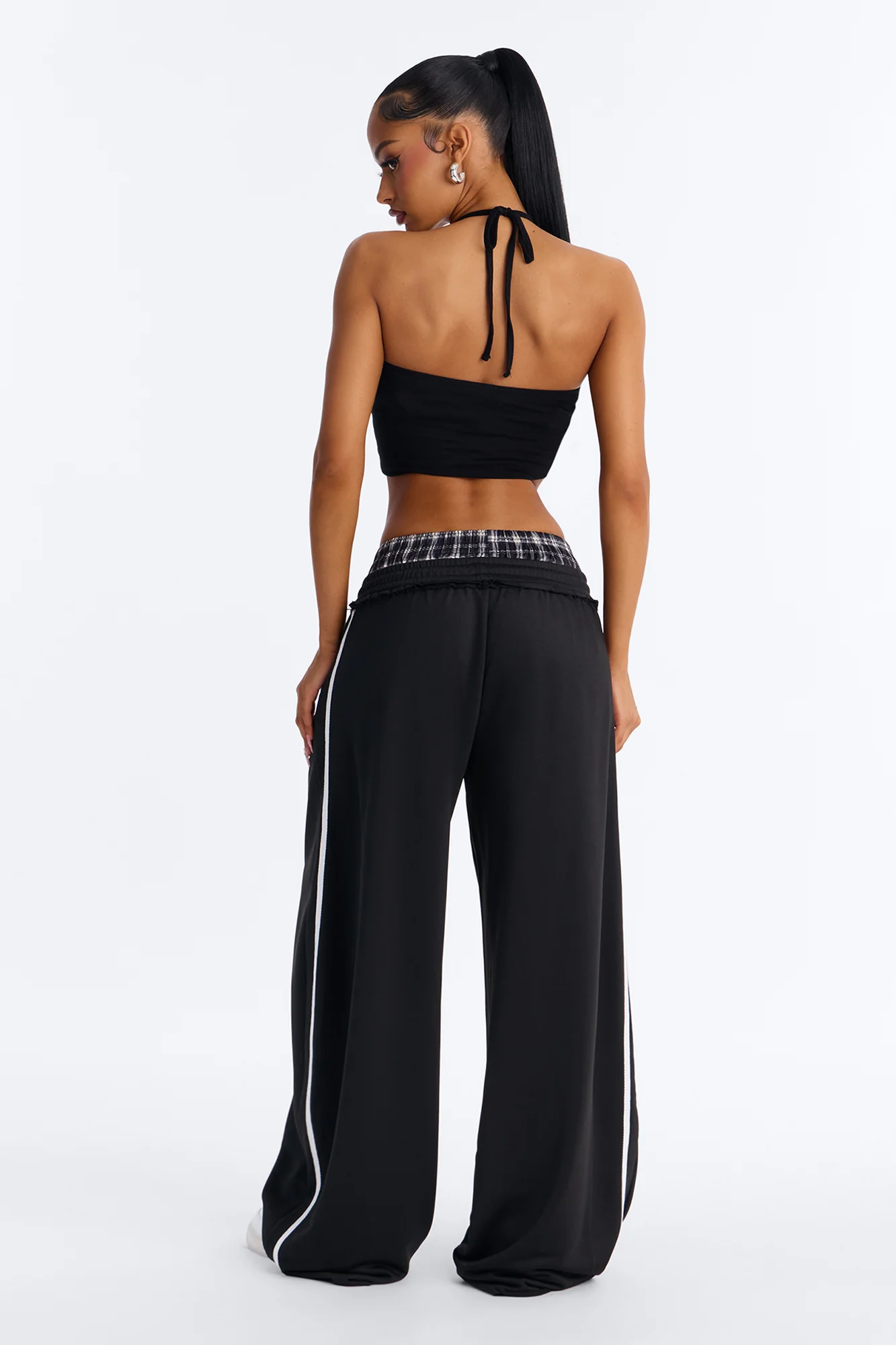 Seeing Double Striped Double Waistband Sweatpants - Black - Image 4