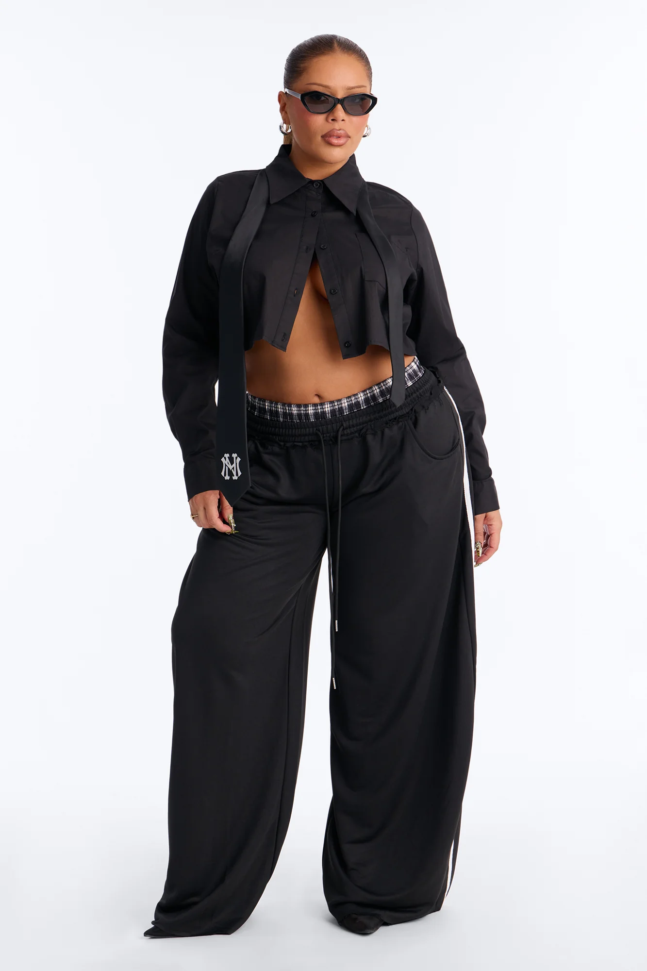 Seeing Double Striped Double Waistband Sweatpants - Black - Image 5