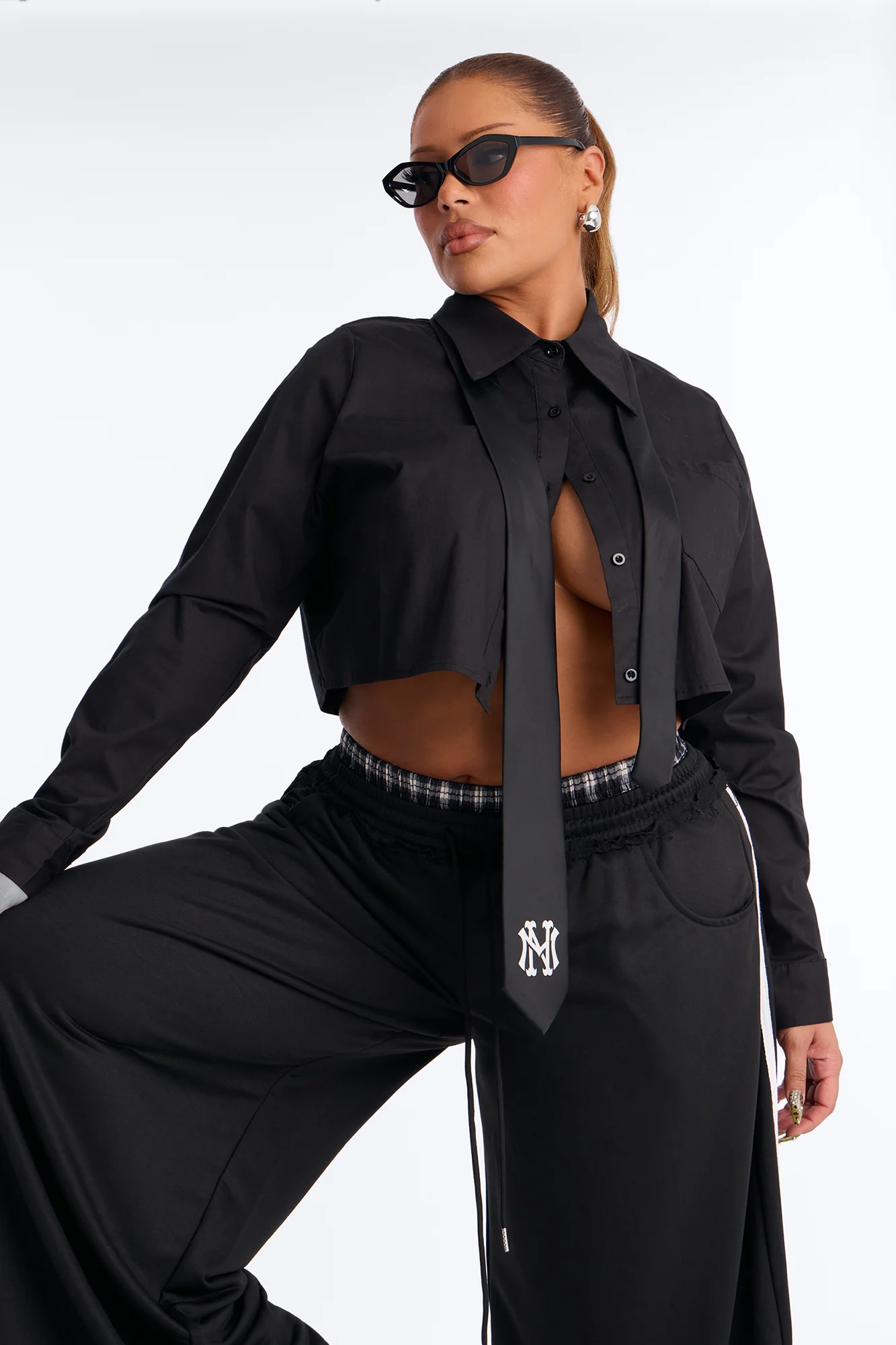 Seeing Double Striped Double Waistband Sweatpants - Black - Image 7
