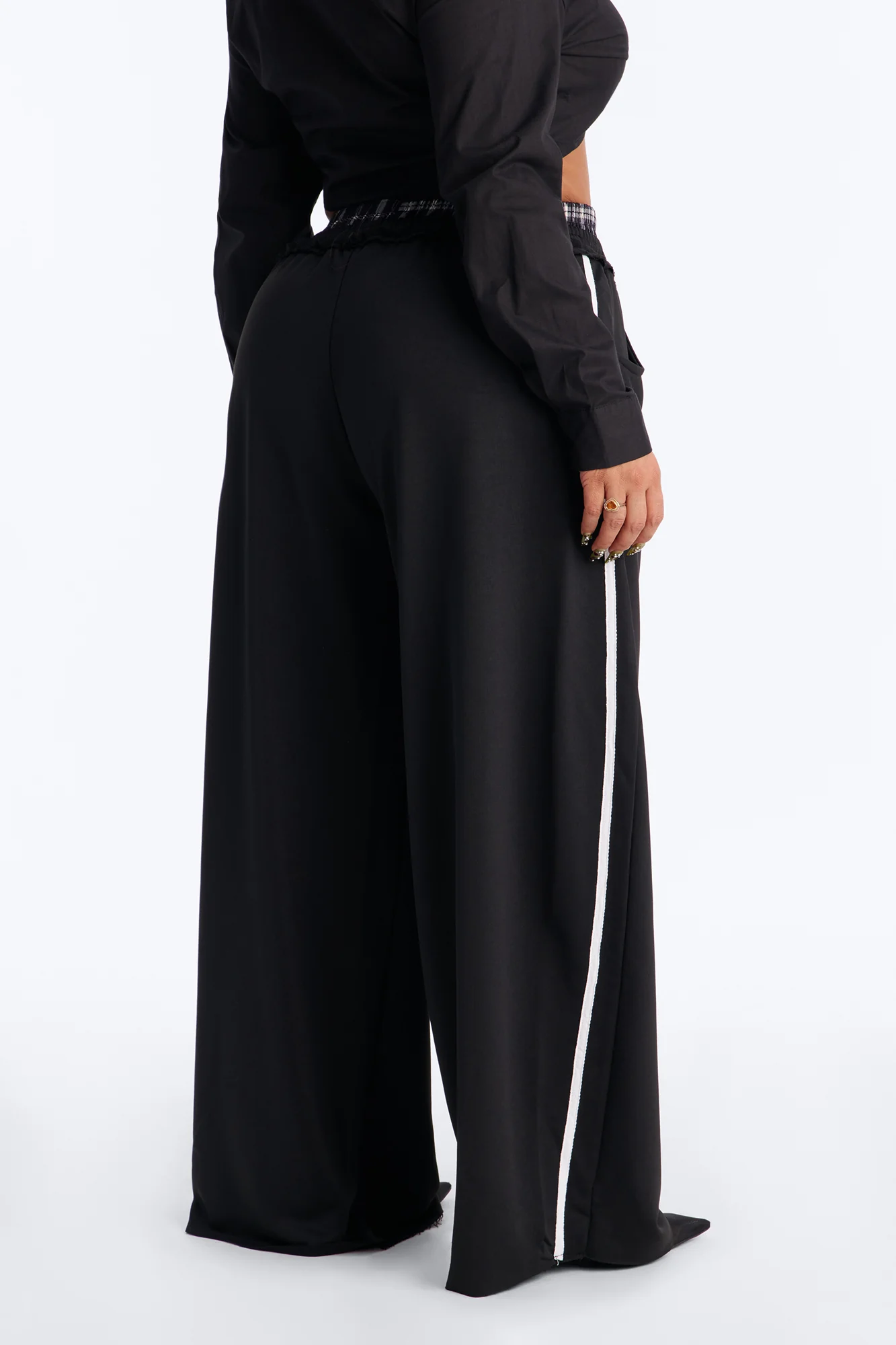 Seeing Double Striped Double Waistband Sweatpants - Black - Image 9