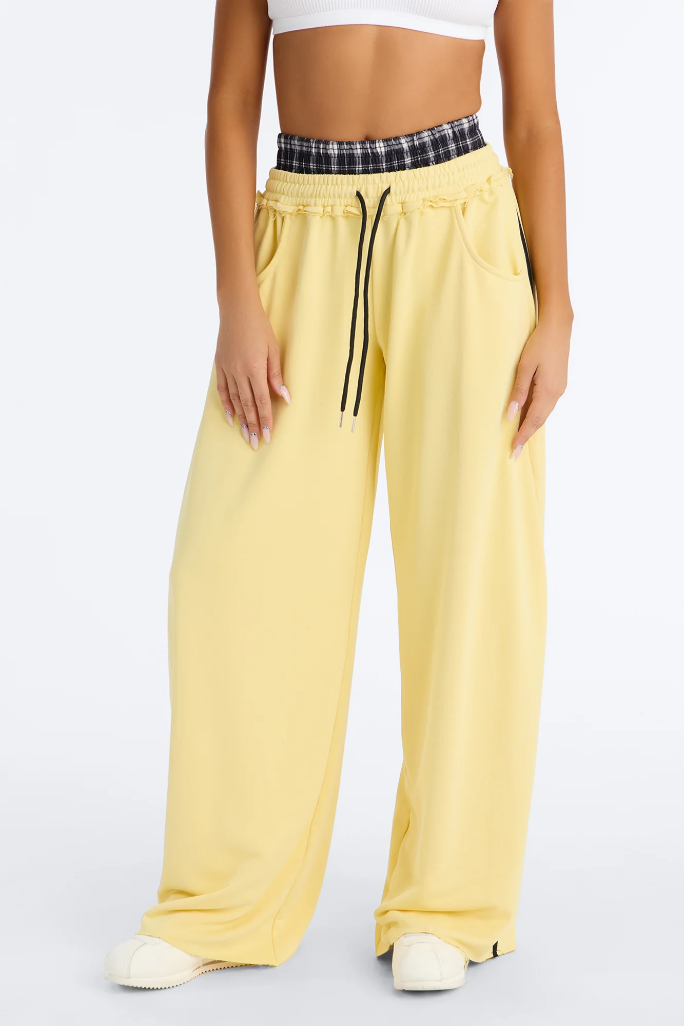 Seeing Double Striped Double Waistband Sweatpants - Yellow - Image 2