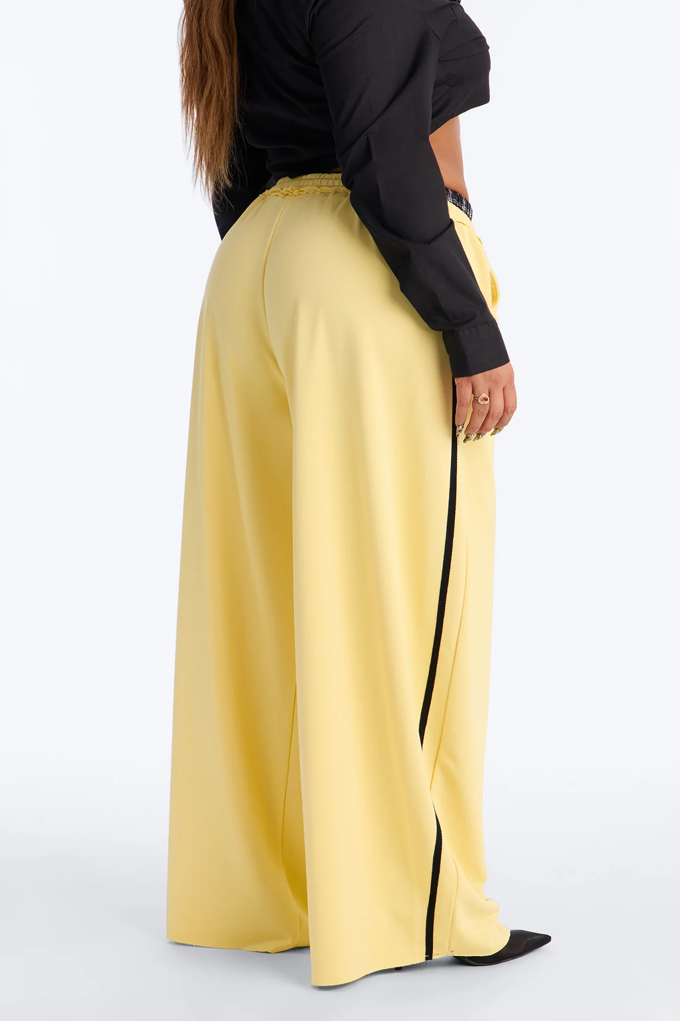 Seeing Double Striped Double Waistband Sweatpants - Yellow - Image 8