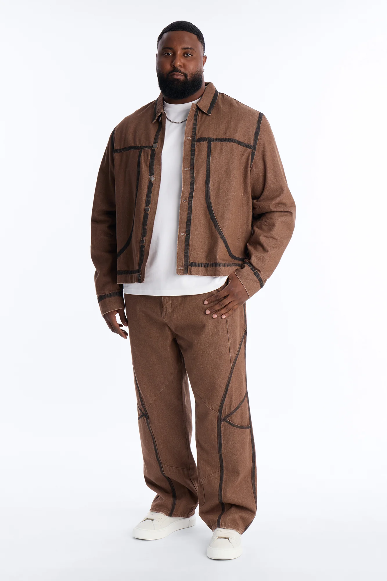 Seeing Lines Baggy Jeans - Brown - Image 6
