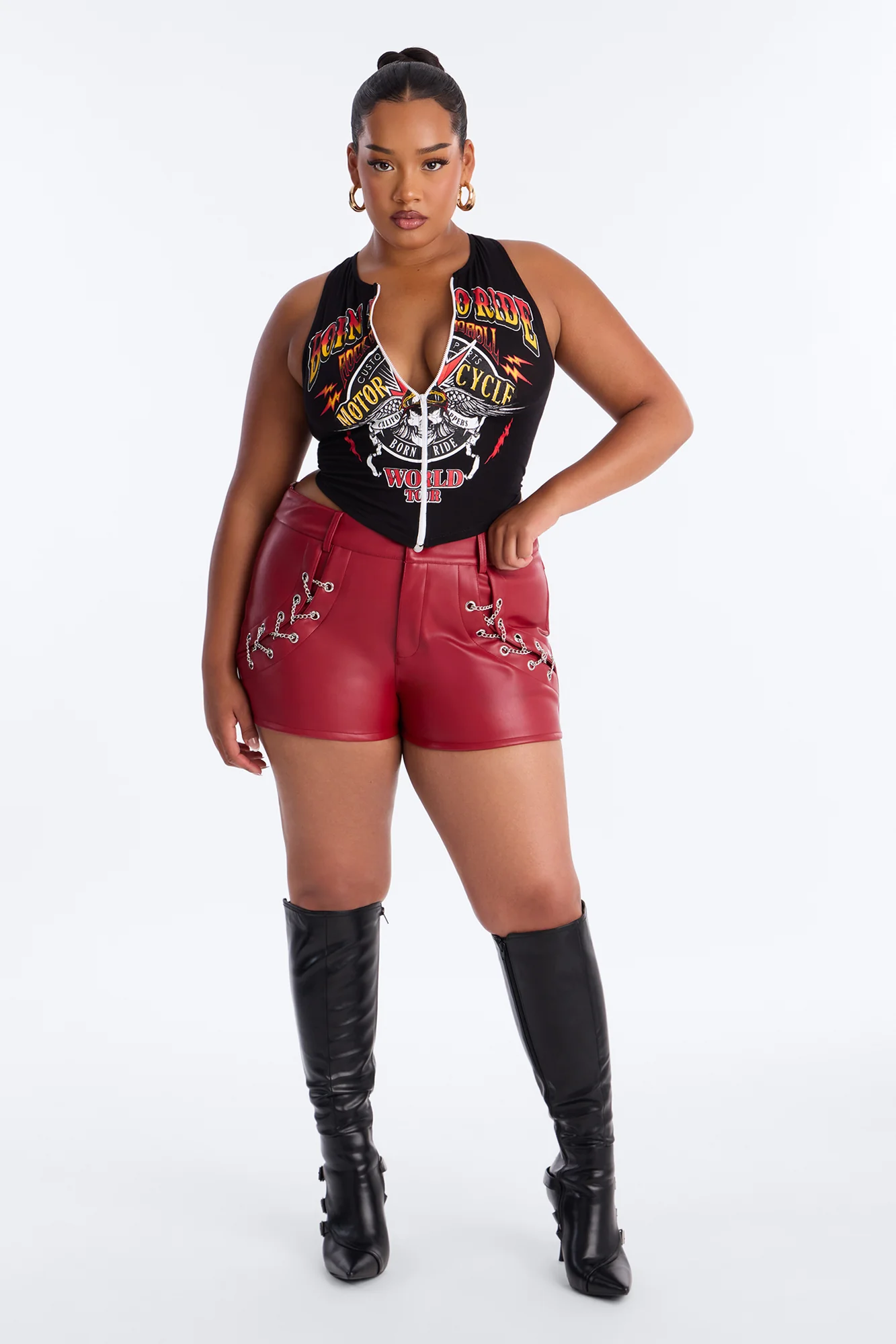 Seek And Destroy Faux Leather Short - Red - Image 5